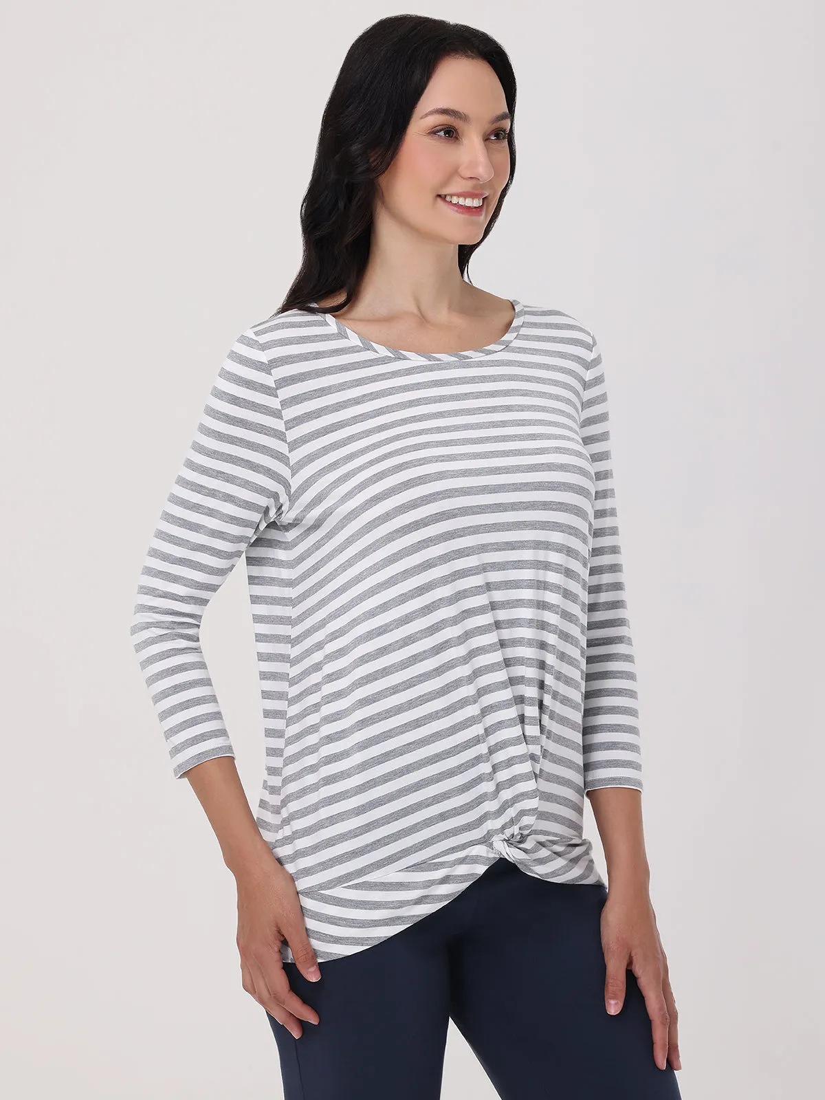 Stripe Twist Hem Crewneck Top sold by 89th & Madison product image thumbnail 3