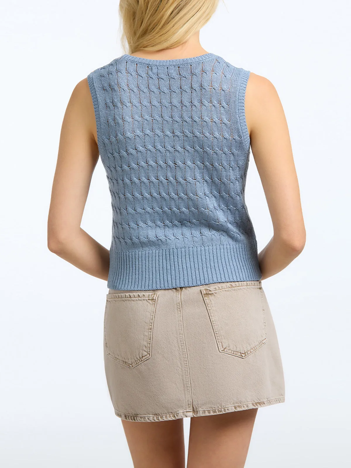 Sadie: Cable Vest sold by 89th & Madison product image thumbnail 4