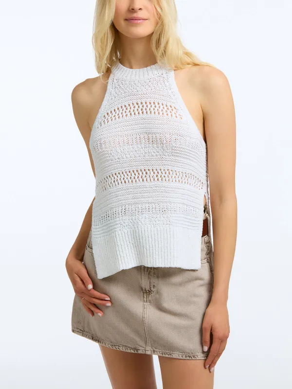 Olivia: Crochet Halter Tank sold by 89th & Madison