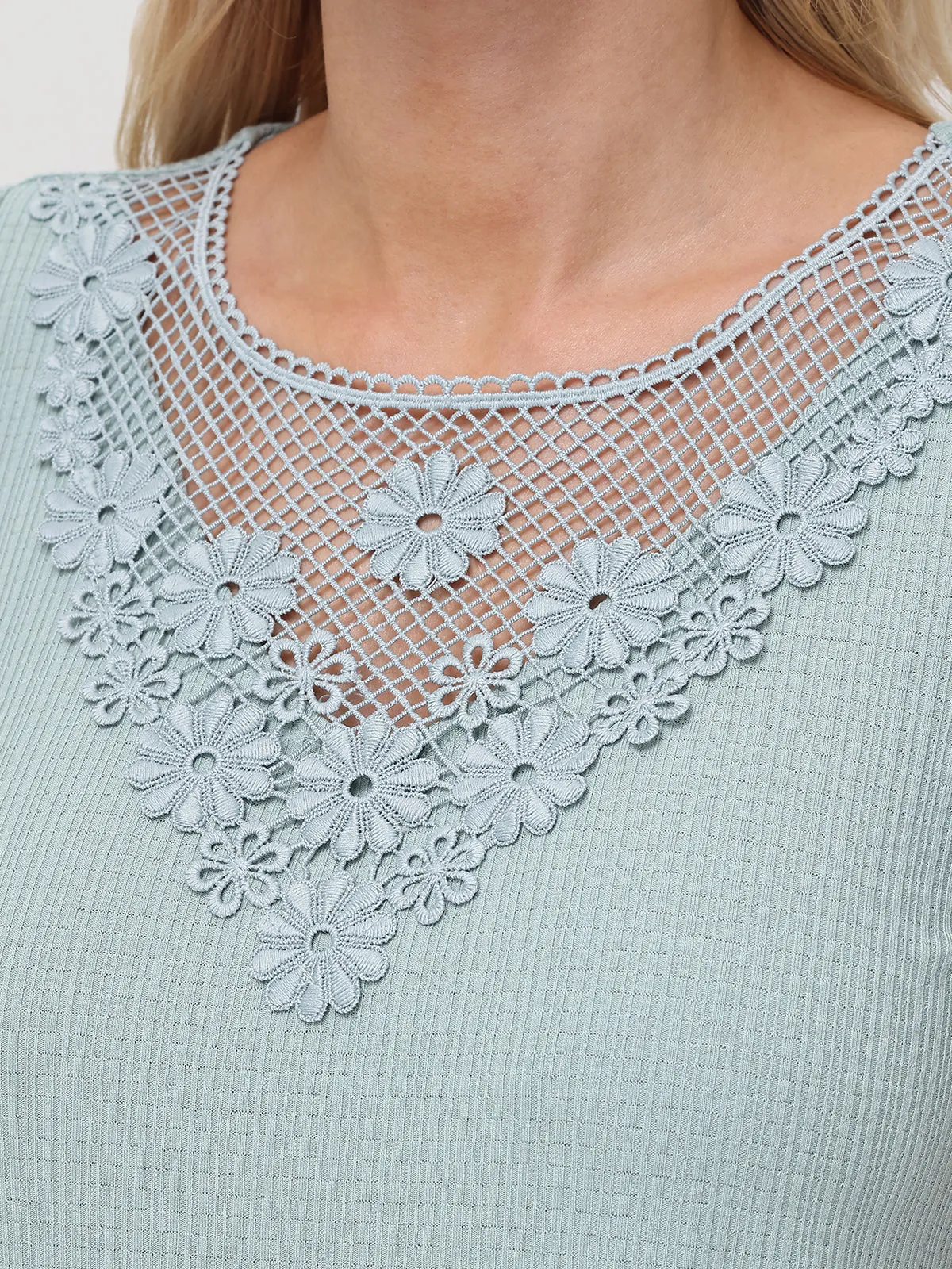 Crochet Inset Crewneck Top sold by 89th & Madison product image thumbnail 4