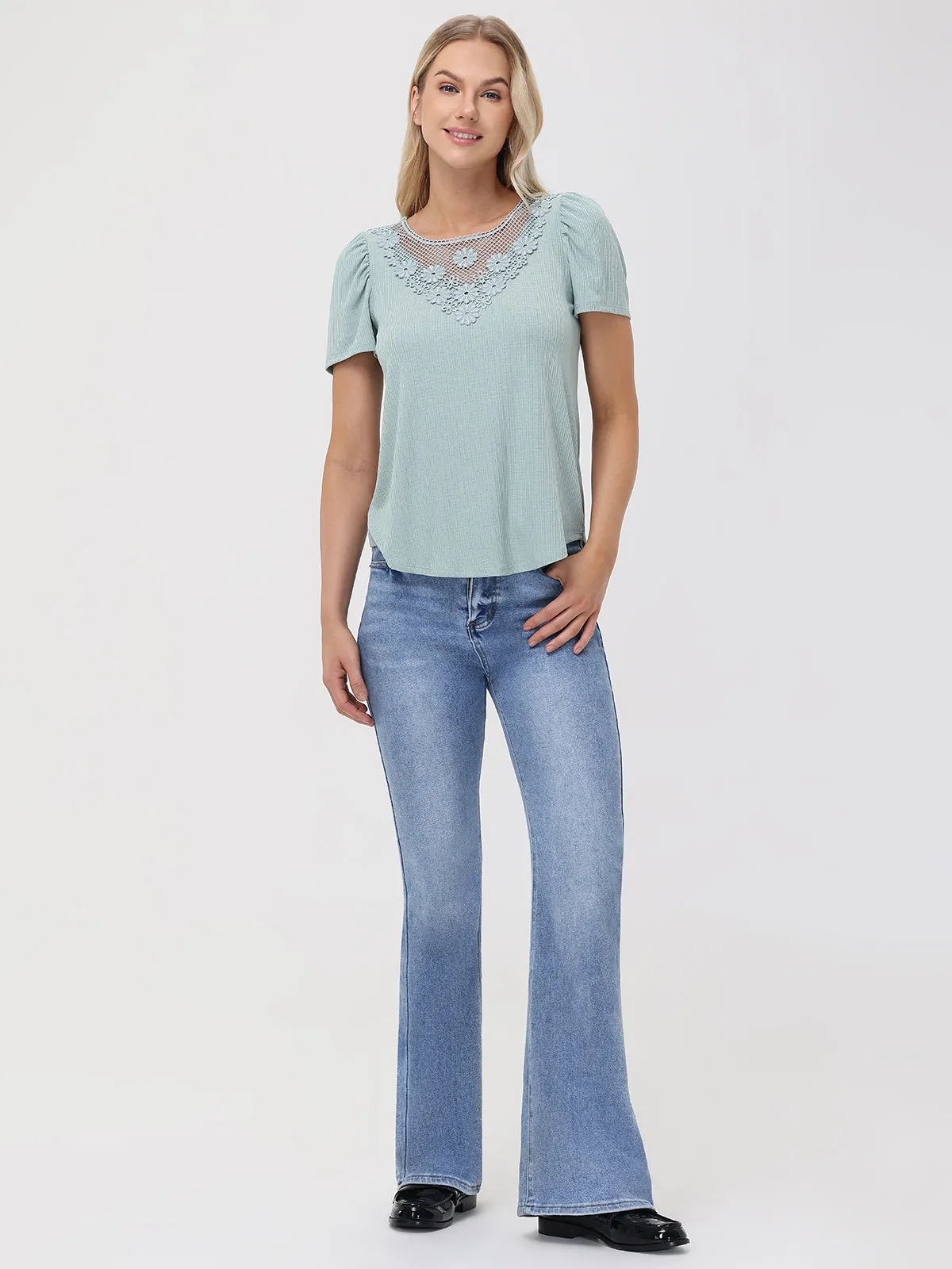 Crochet Inset Crewneck Top sold by 89th & Madison product image thumbnail 5