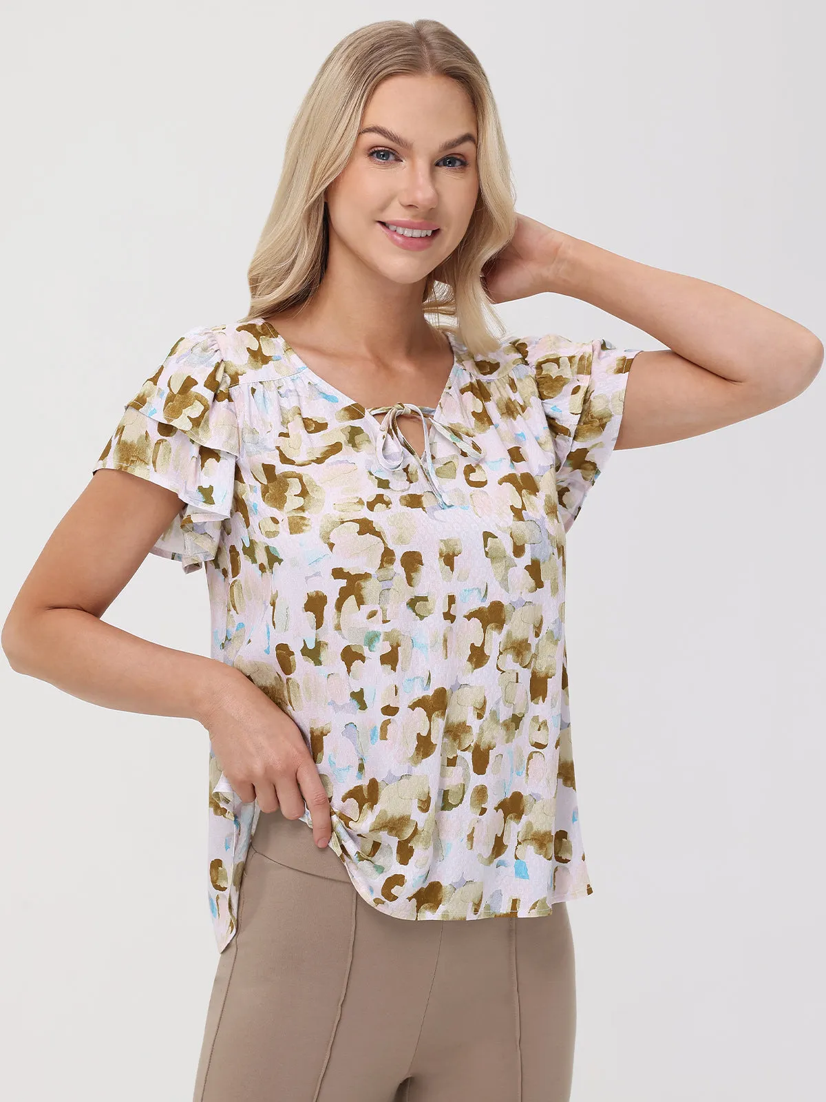Print Flutter Sleeve Top sold by 89th & Madison product image thumbnail 3
