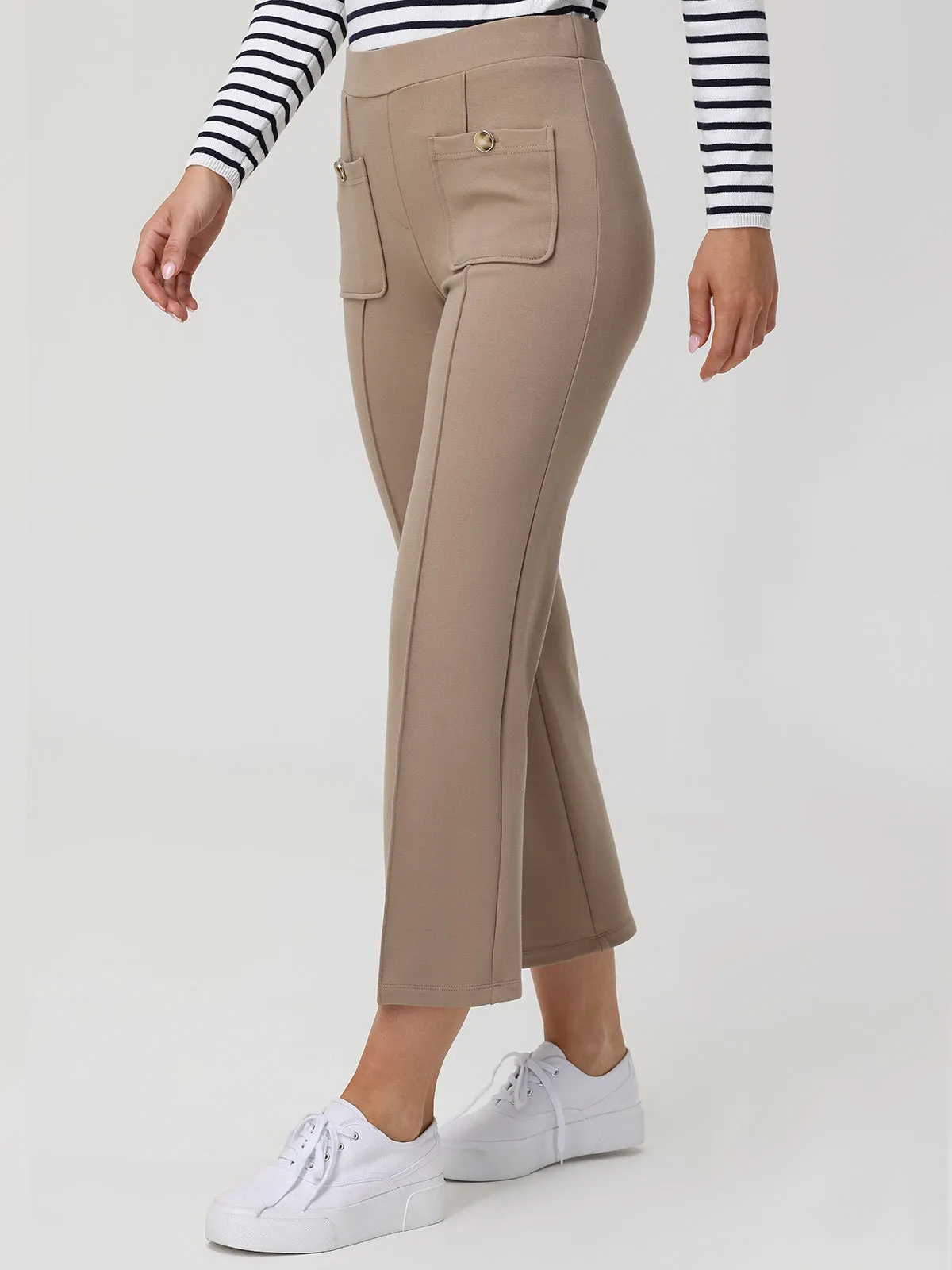 Crop Kick Flare Pintuck Pants sold by 89th & Madison product image thumbnail 3