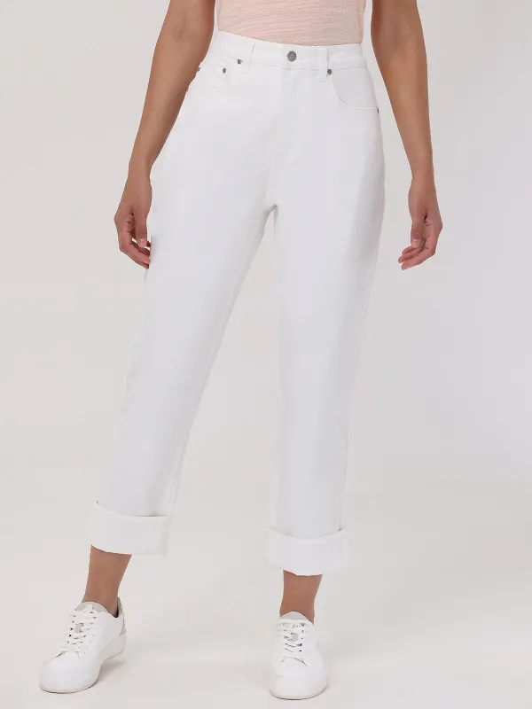 Straight High Rise Jean In Ivory sold by 89th & Madison