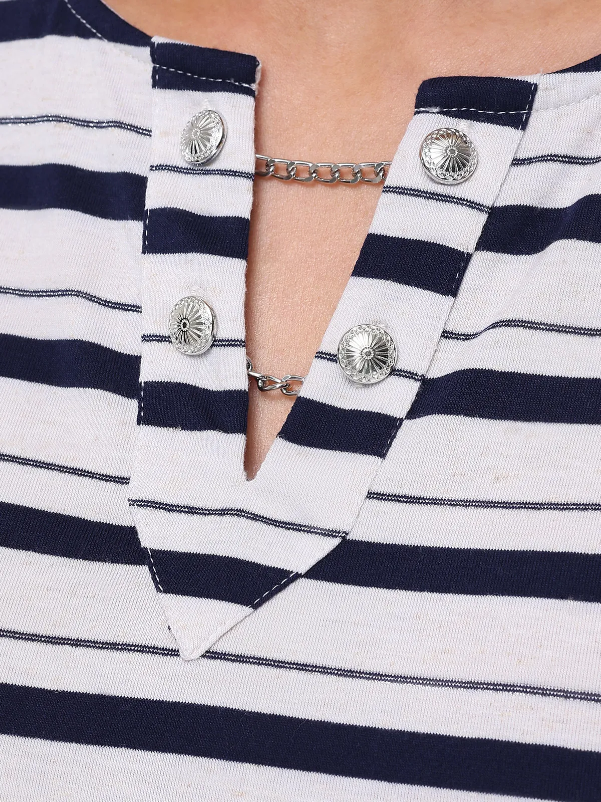 Stripe Split Neck Tee sold by 89th & Madison product image thumbnail 5