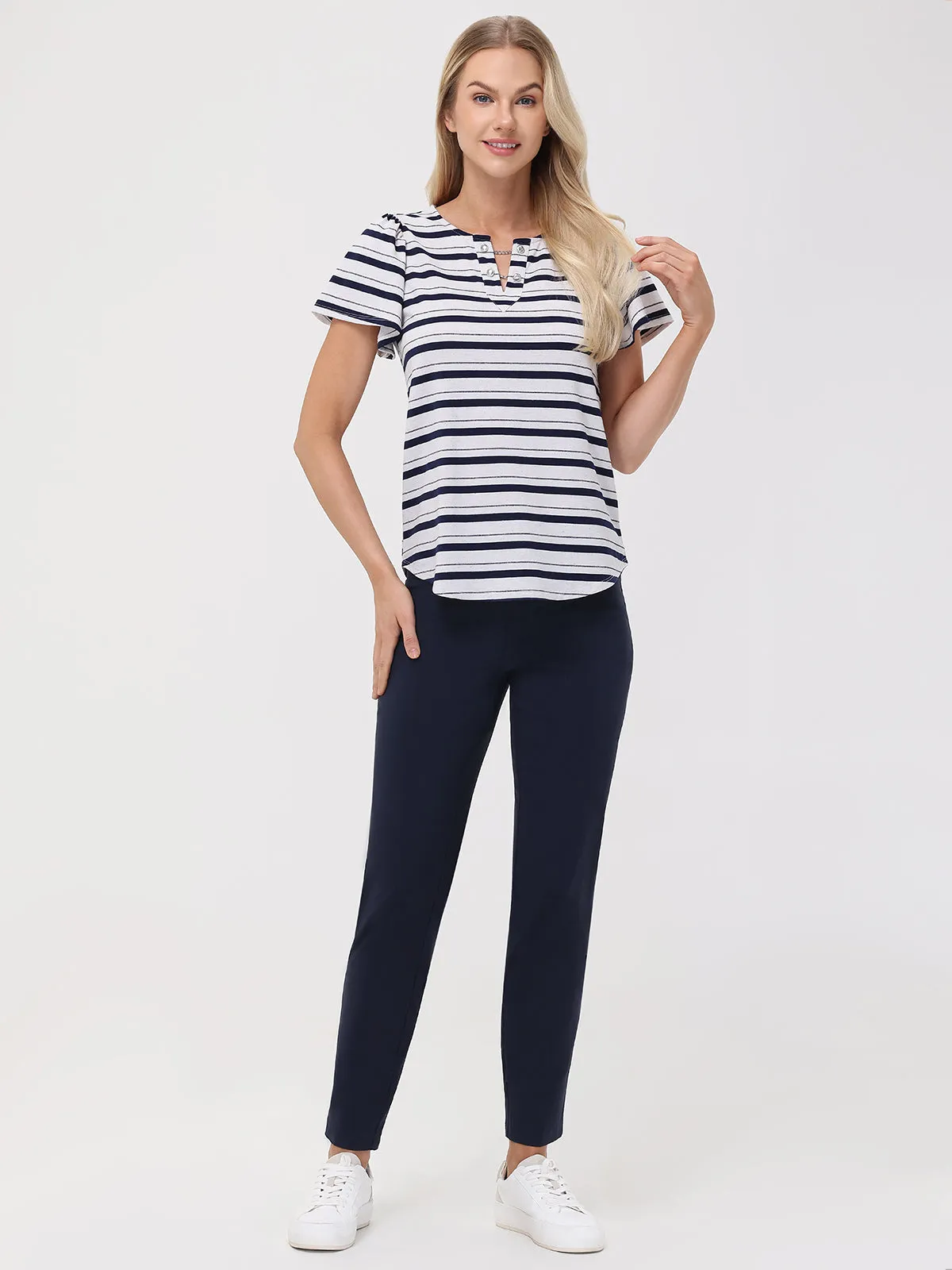 Stripe Split Neck Tee sold by 89th & Madison product image thumbnail 4