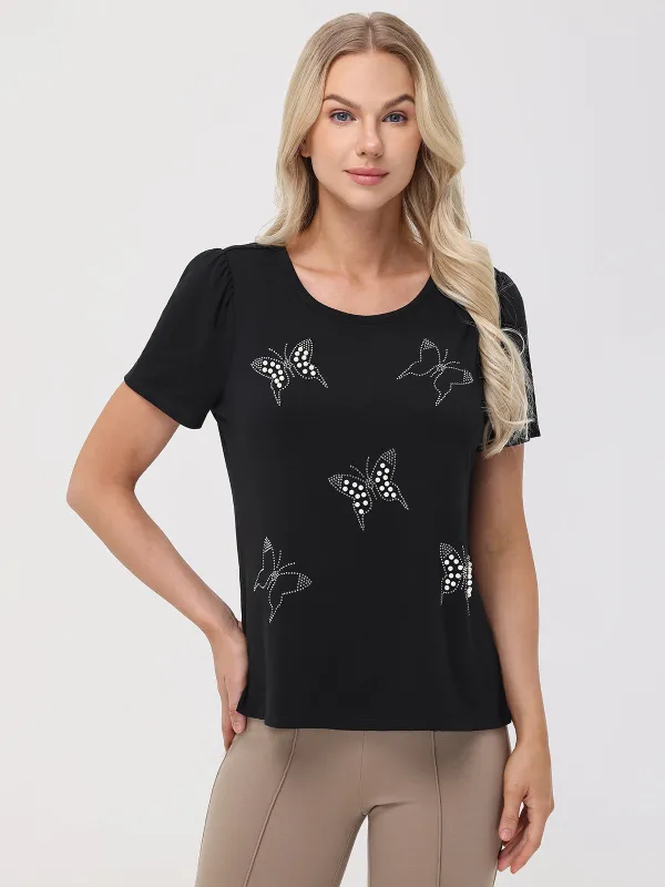 Butterfly Embellished Tee sold by 89th & Madison