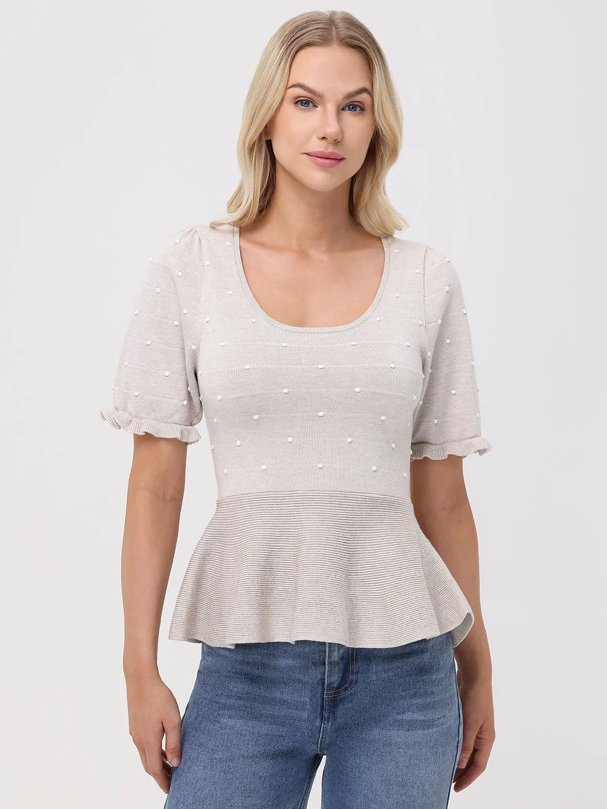 Swiss Dot Peplum Top sold by 89th & Madison