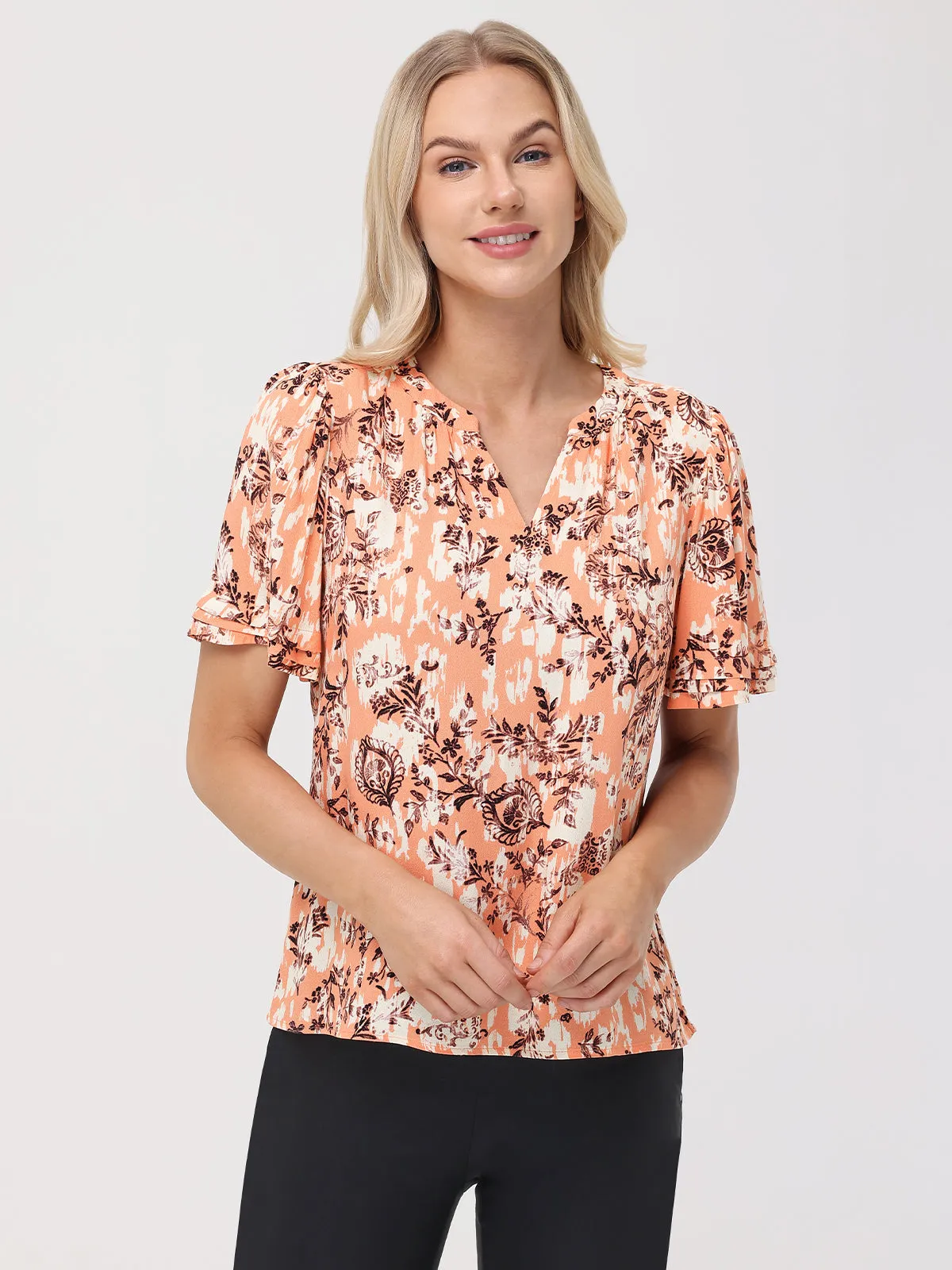 Floral Tiered Sleeve Blouse sold by 89th & Madison