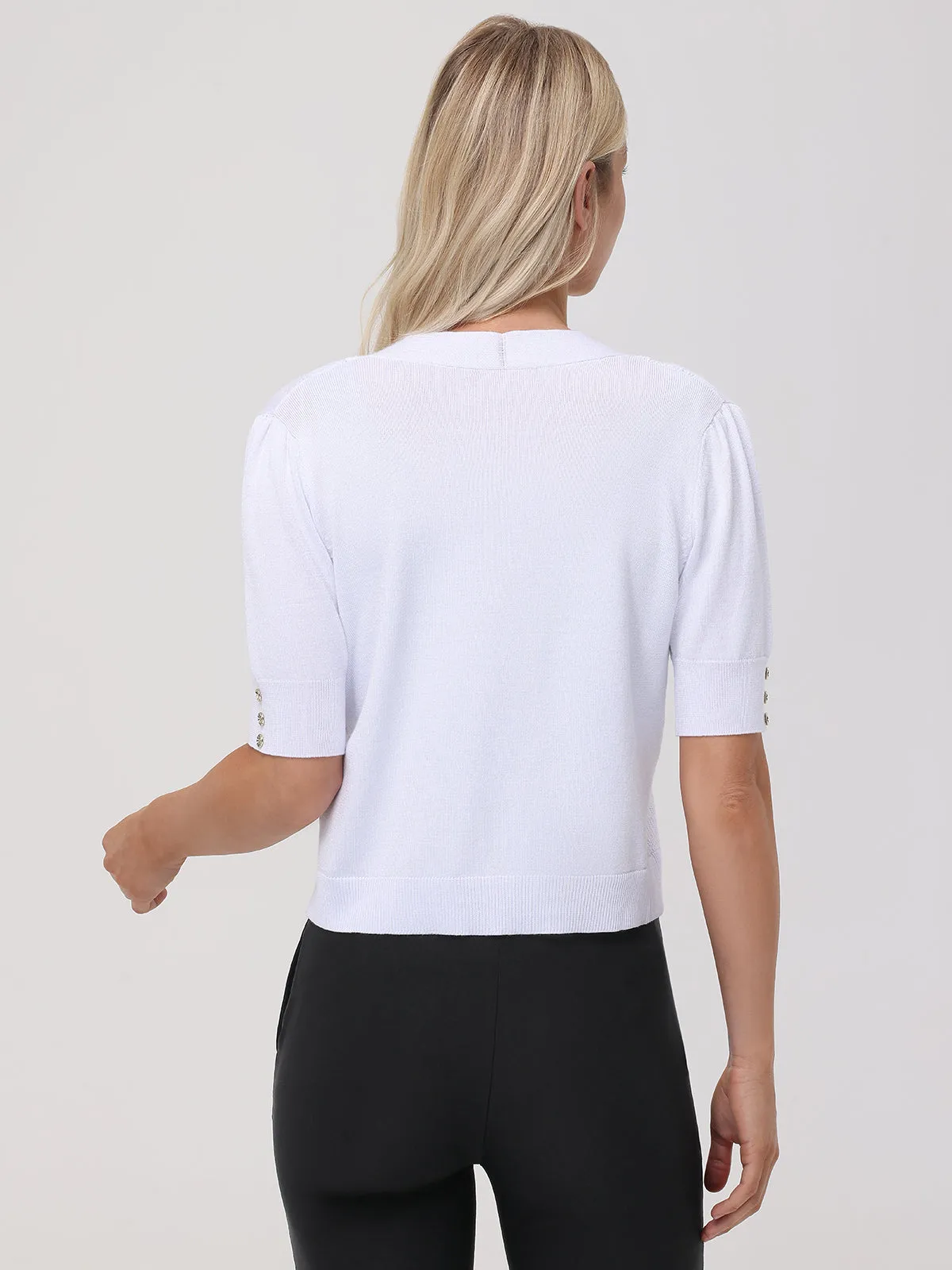 Short Sleeve Pointelle Crop Cardigan sold by 89th & Madison product image thumbnail 2