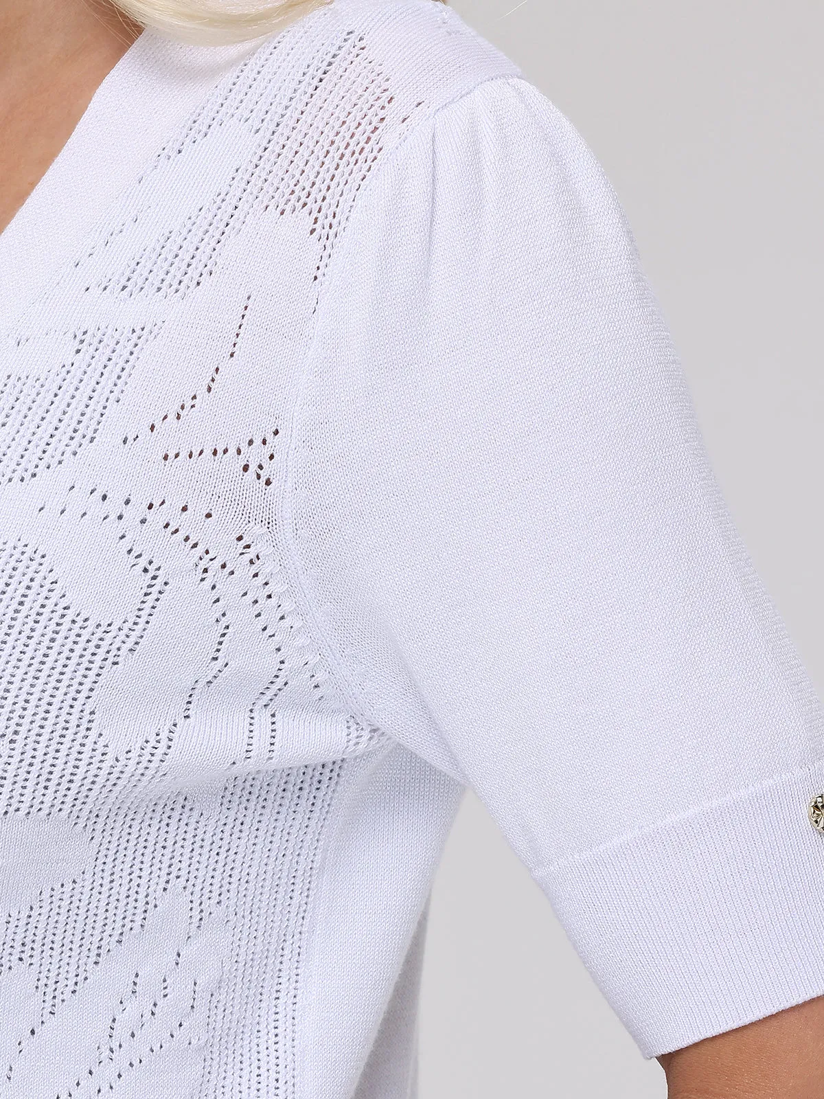 Short Sleeve Pointelle Crop Cardigan sold by 89th & Madison product image thumbnail 4