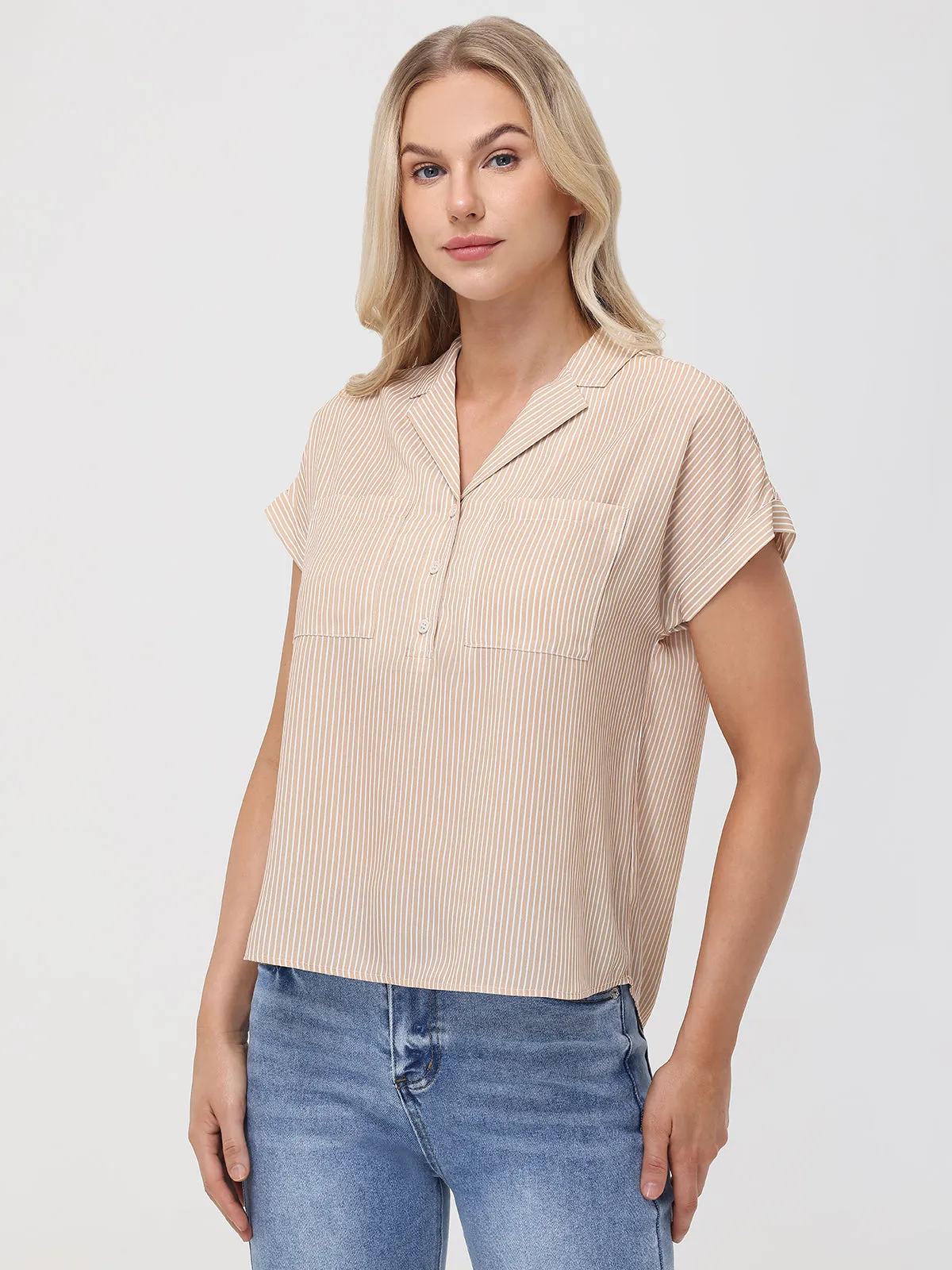 Stripe Short Sleeve Button-Up Shirt sold by 89th & Madison product image thumbnail 3