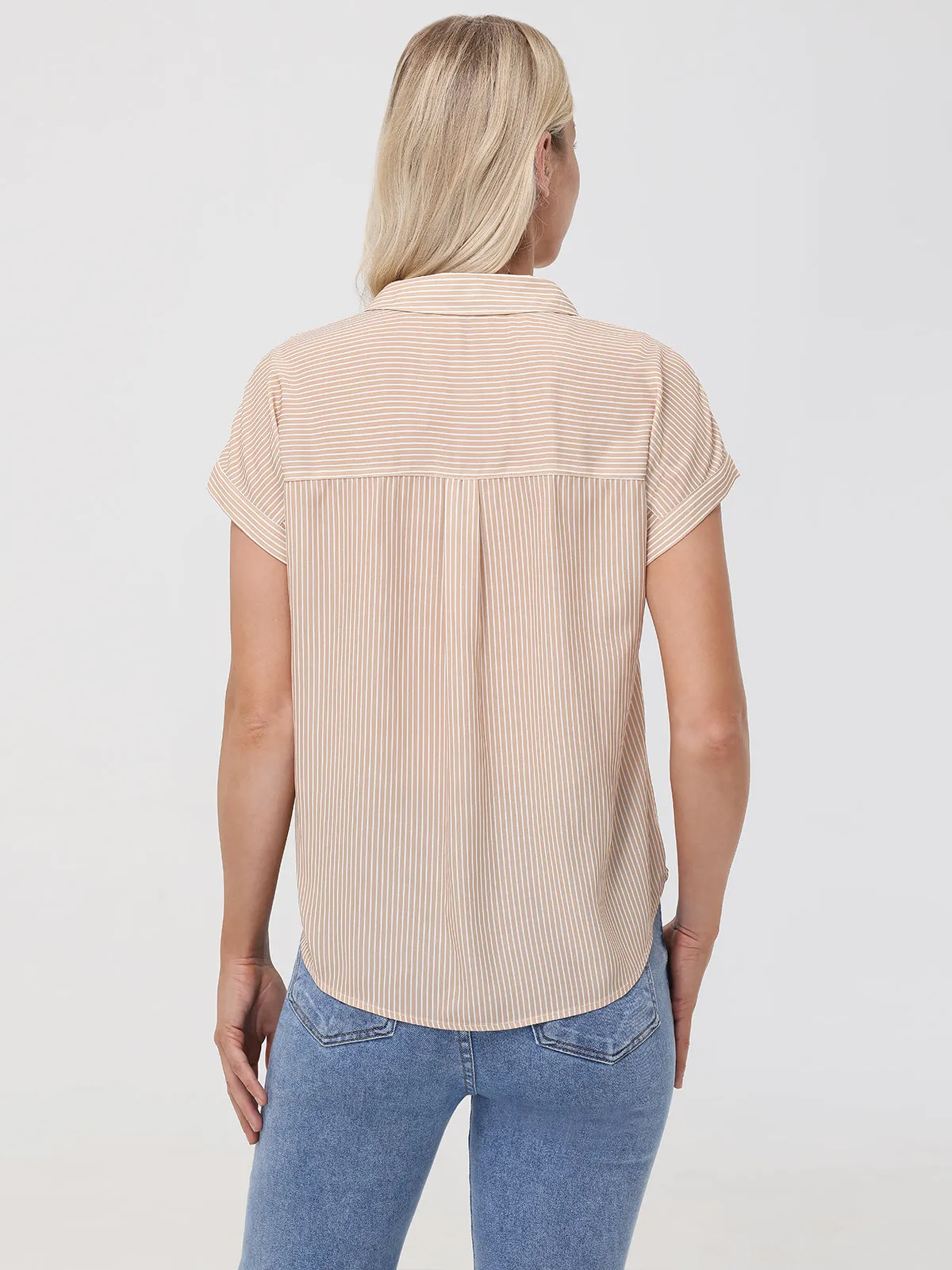 Stripe Short Sleeve Button-Up Shirt sold by 89th & Madison product image thumbnail 2