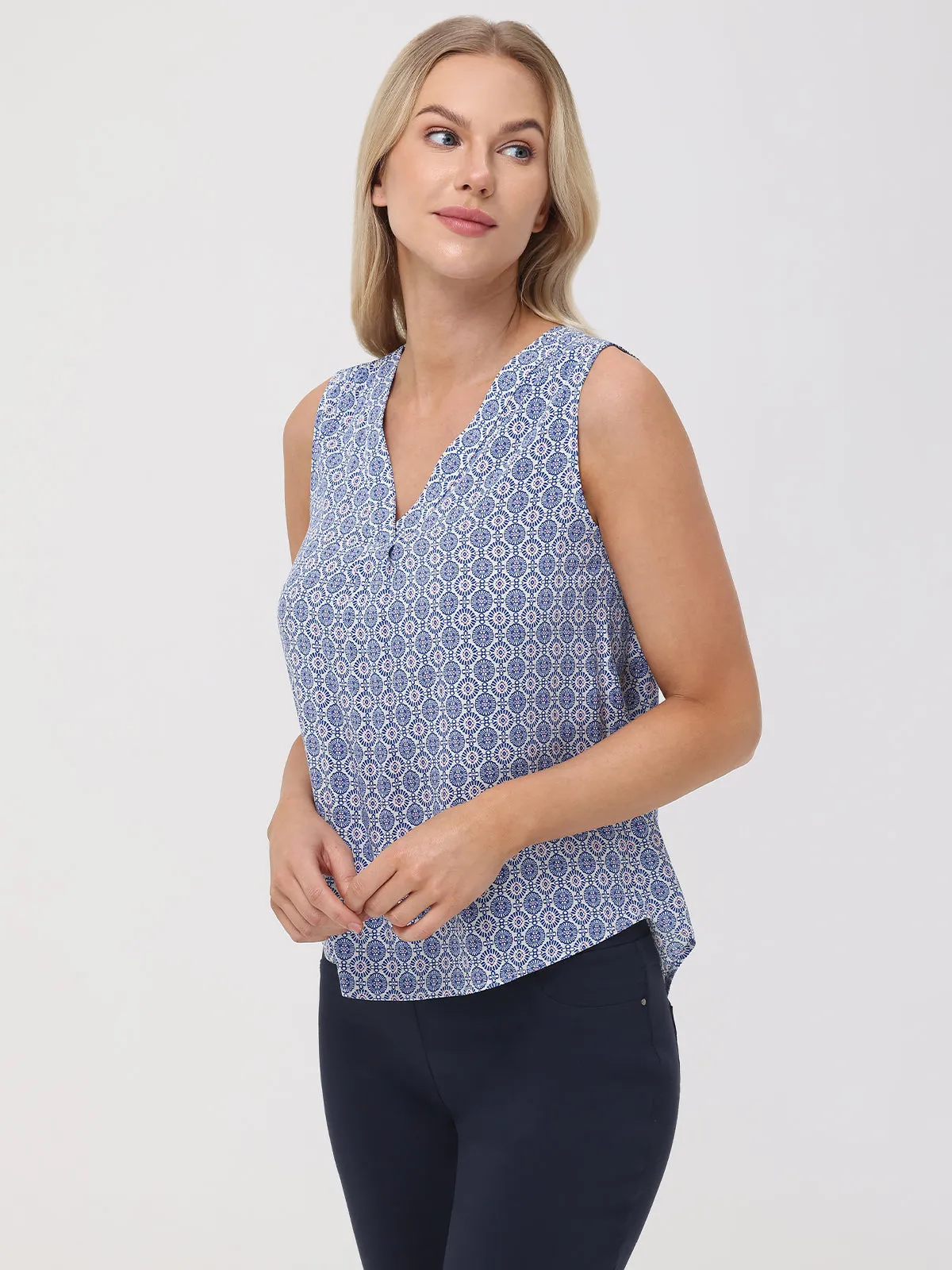 Print Deep V-Neck Top sold by 89th & Madison product image thumbnail 3