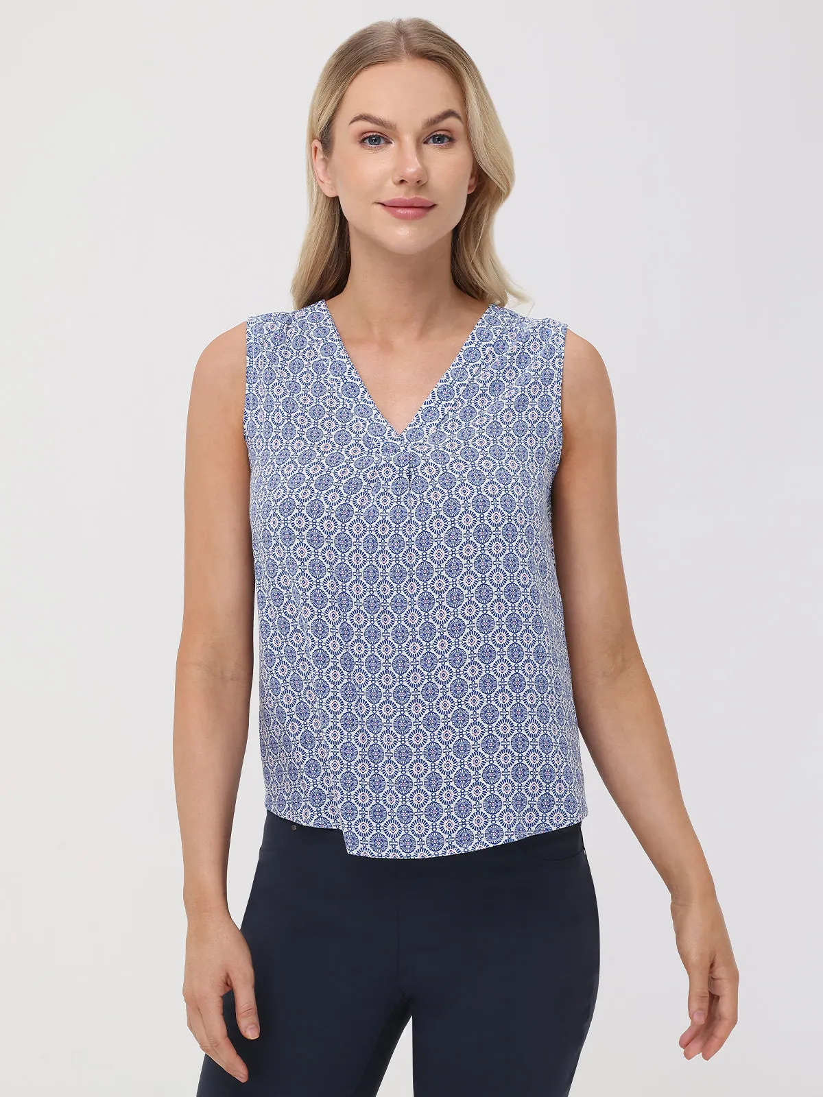 Print Deep V-Neck Top sold by 89th & Madison