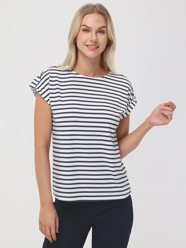 Stripe Roll Sleeve Tee sold by 89th & Madison
