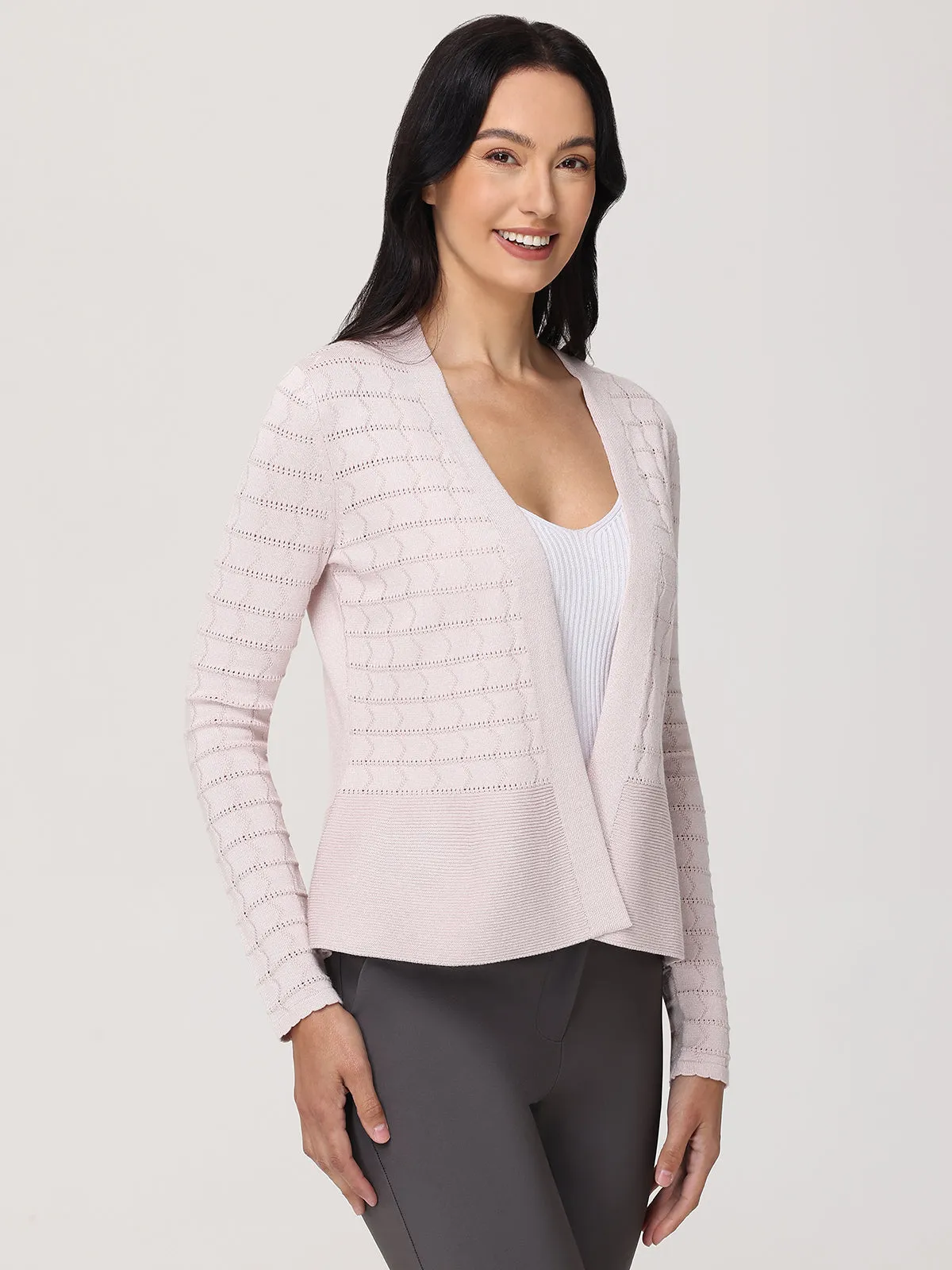 Pointelle Peplum Cardigan sold by 89th & Madison product image thumbnail 3