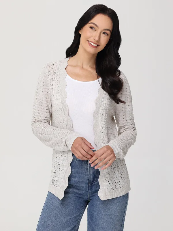 Scallop Pointelle Cardigan sold by 89th & Madison