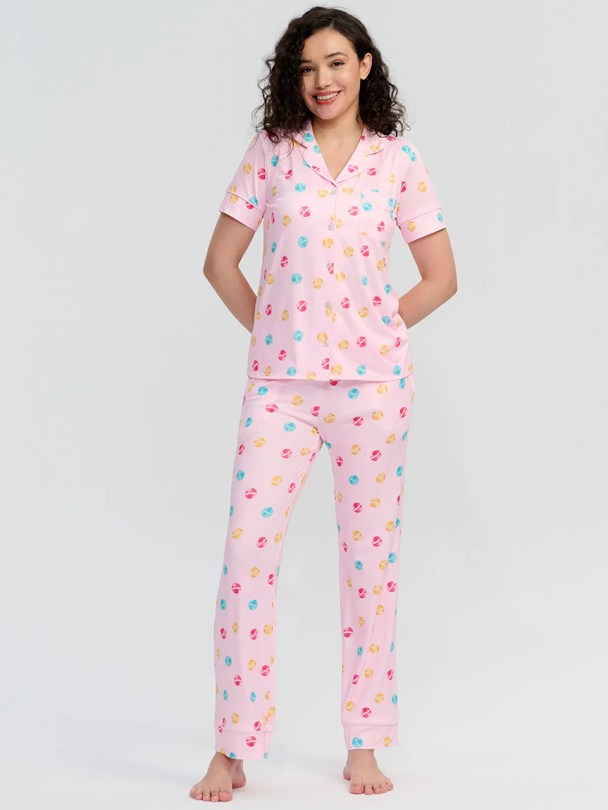 Print Short Sleeve Pajamas Set sold by 89th & Madison