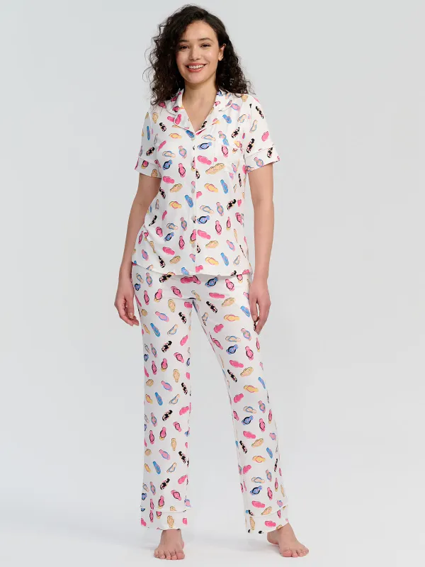 Flip Flop Print Short Sleeve Pajamas Set sold by 89th & Madison