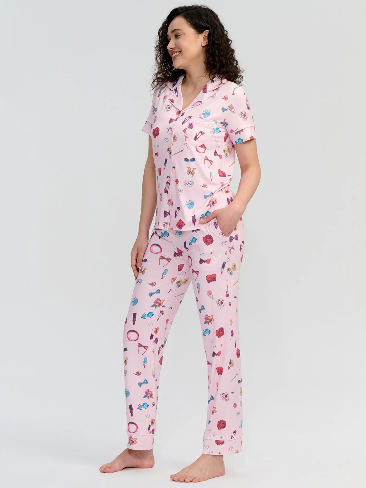 Cosmetic Print Short Sleeve Pajamas Set sold by 89th & Madison product image thumbnail 3