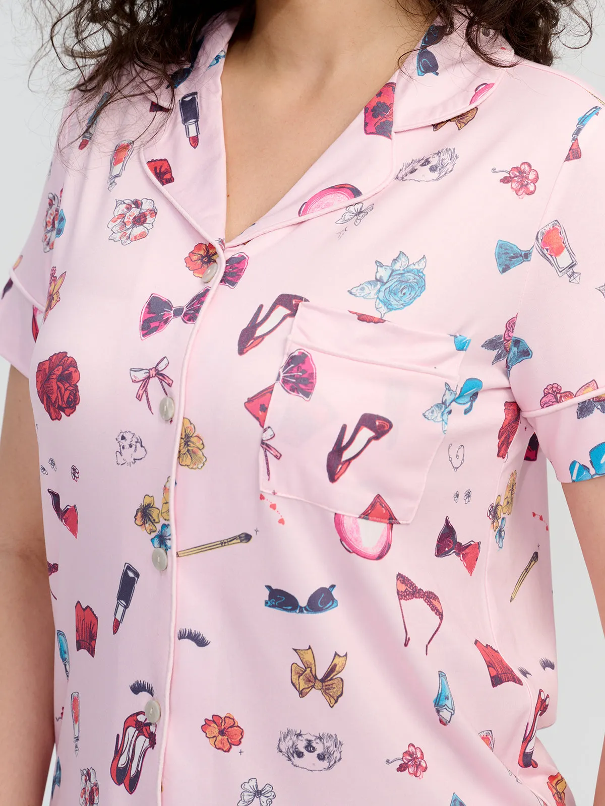 Cosmetic Print Short Sleeve Pajamas Set sold by 89th & Madison product image thumbnail 4