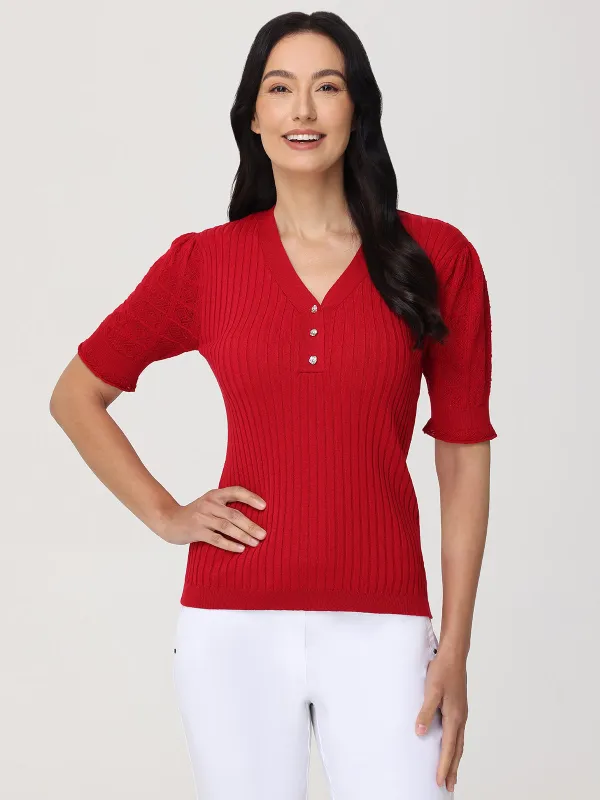 Pointelle Henley Top sold by 89th & Madison