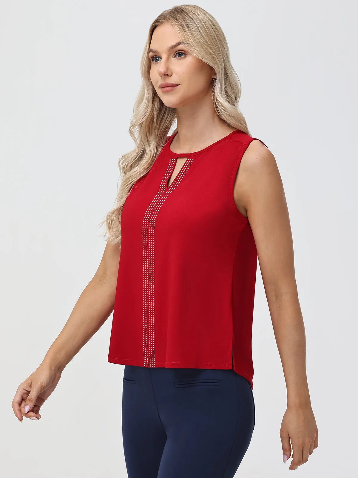 Rhinestone Keyhole Cool Feel Top sold by 89th & Madison product image thumbnail 3