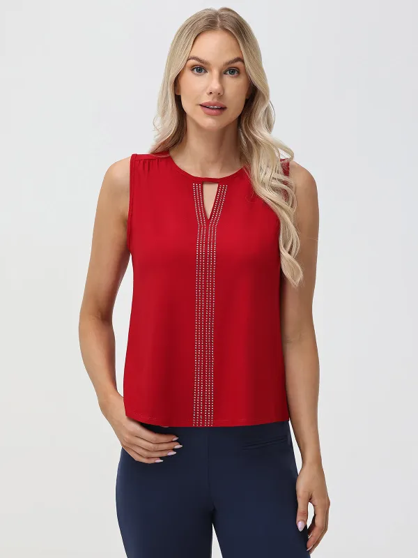 Rhinestone Keyhole Cool Feel Top sold by 89th & Madison
