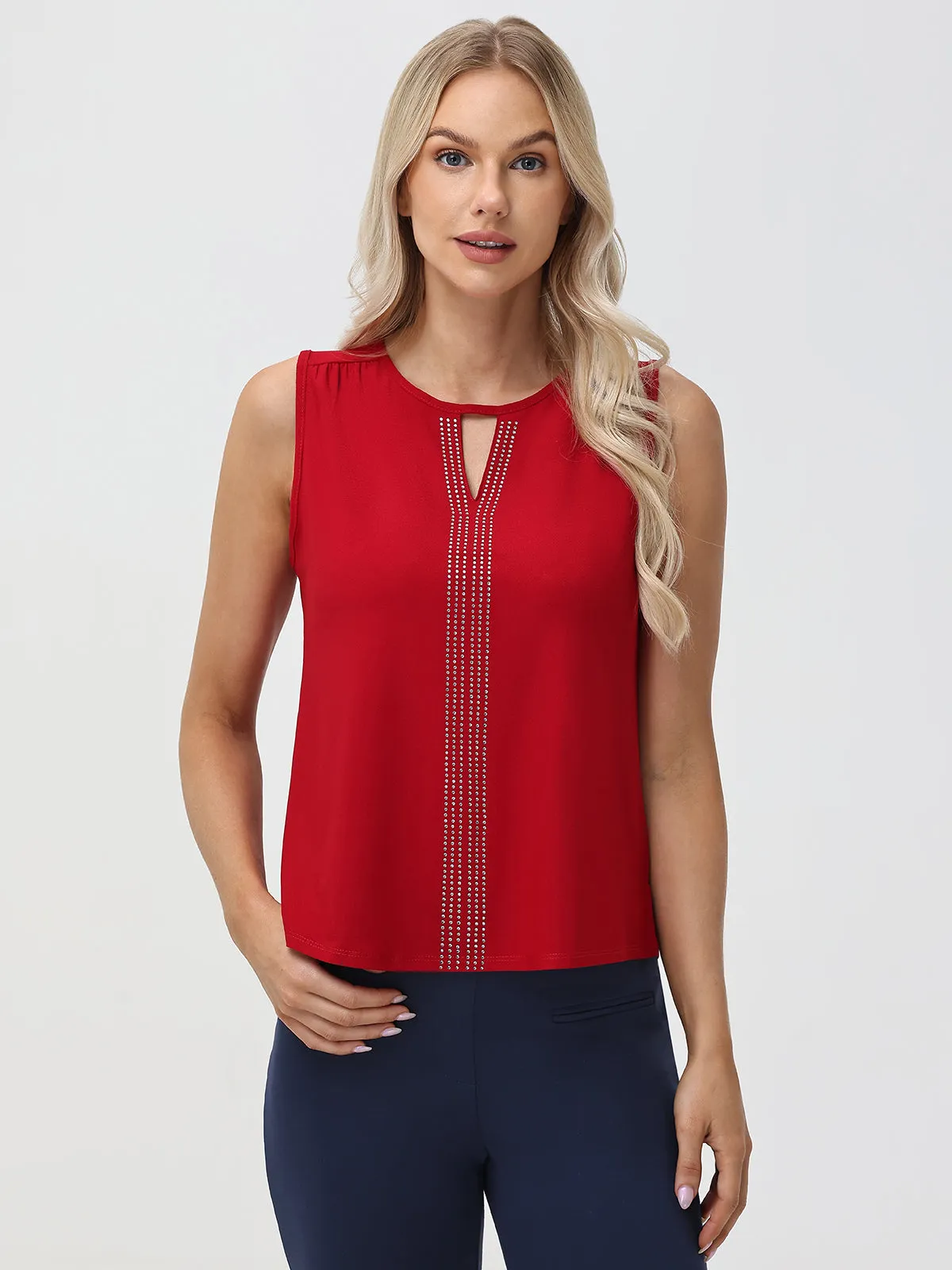 Rhinestone Keyhole Cool Feel Top sold by 89th & Madison