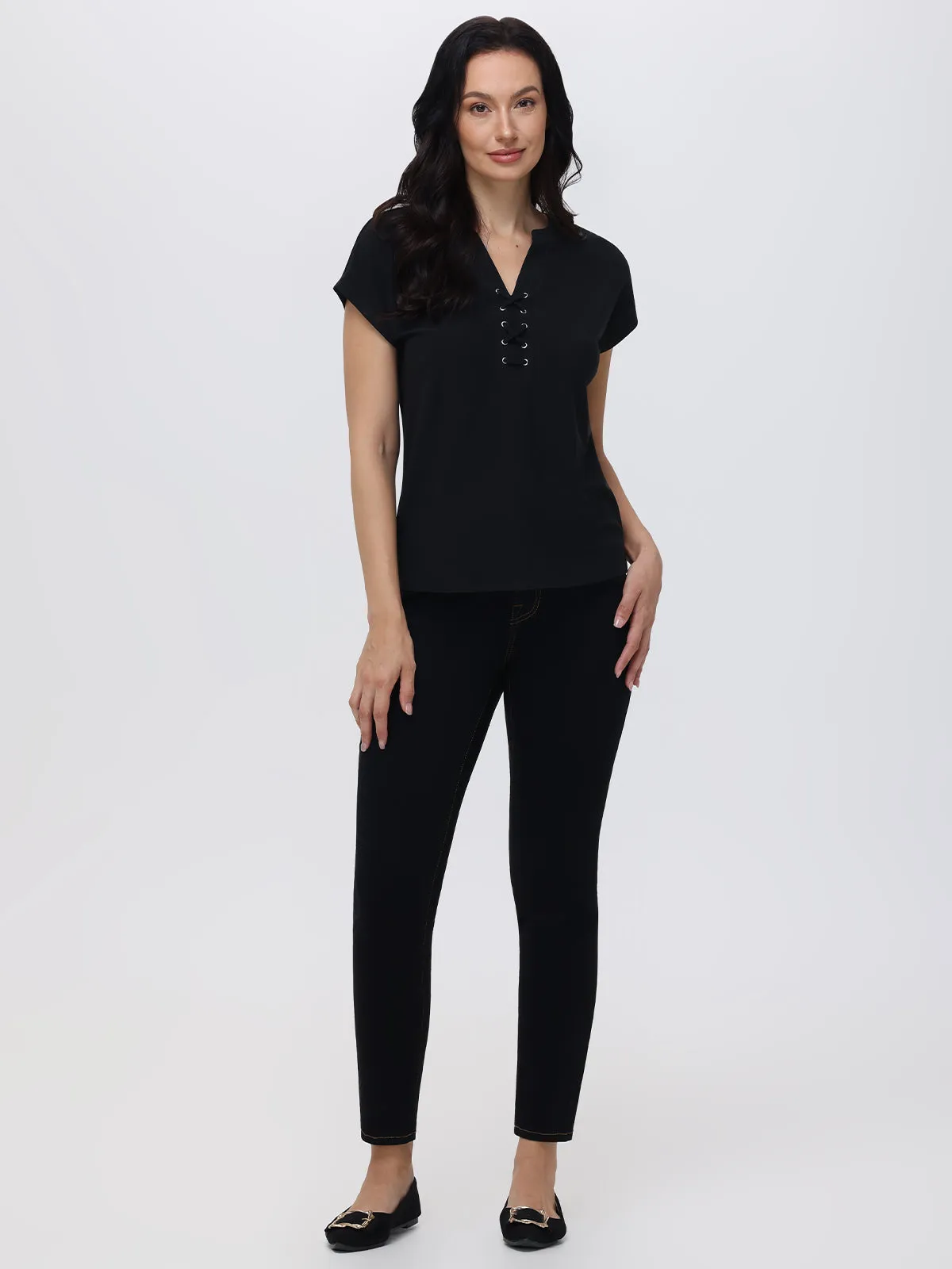 Lace Up Dolman Cool Feel Top sold by 89th & Madison product image thumbnail 4