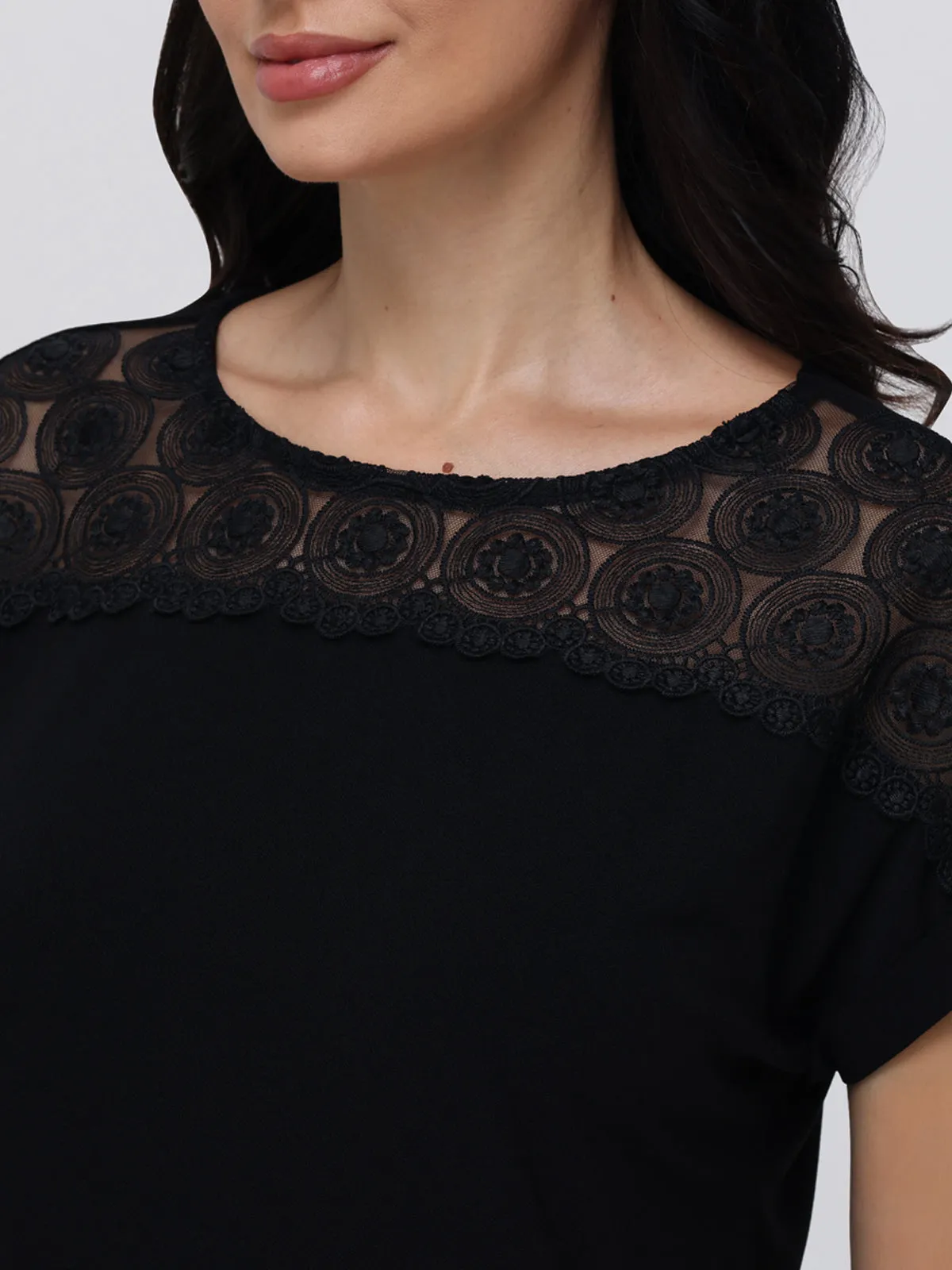 Lace Inset Rolled Cuff Cool Feel Top sold by 89th & Madison product image thumbnail 4