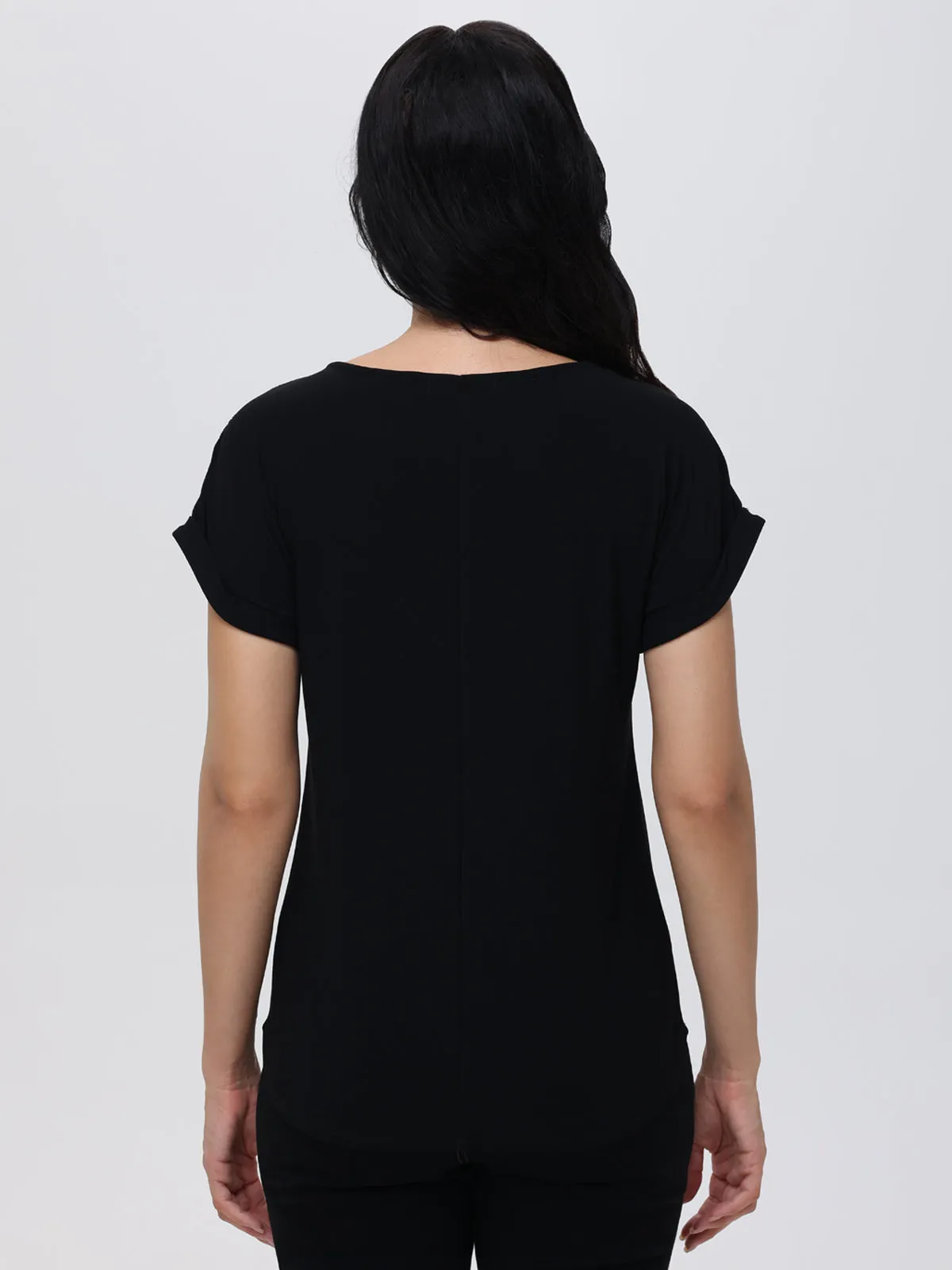 Lace Inset Rolled Cuff Cool Feel Top sold by 89th & Madison product image thumbnail 2