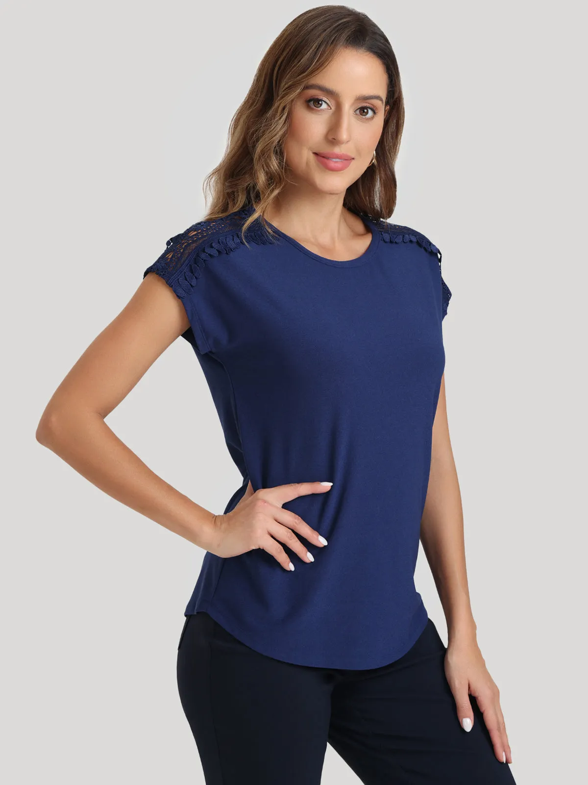 Dolman Lace Trim Sleeve Cool Feel Top sold by 89th & Madison product image thumbnail 3