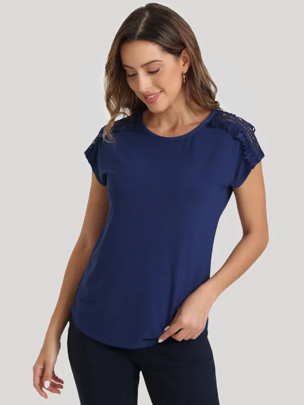 Dolman Lace Trim Sleeve Cool Feel Top sold by 89th & Madison