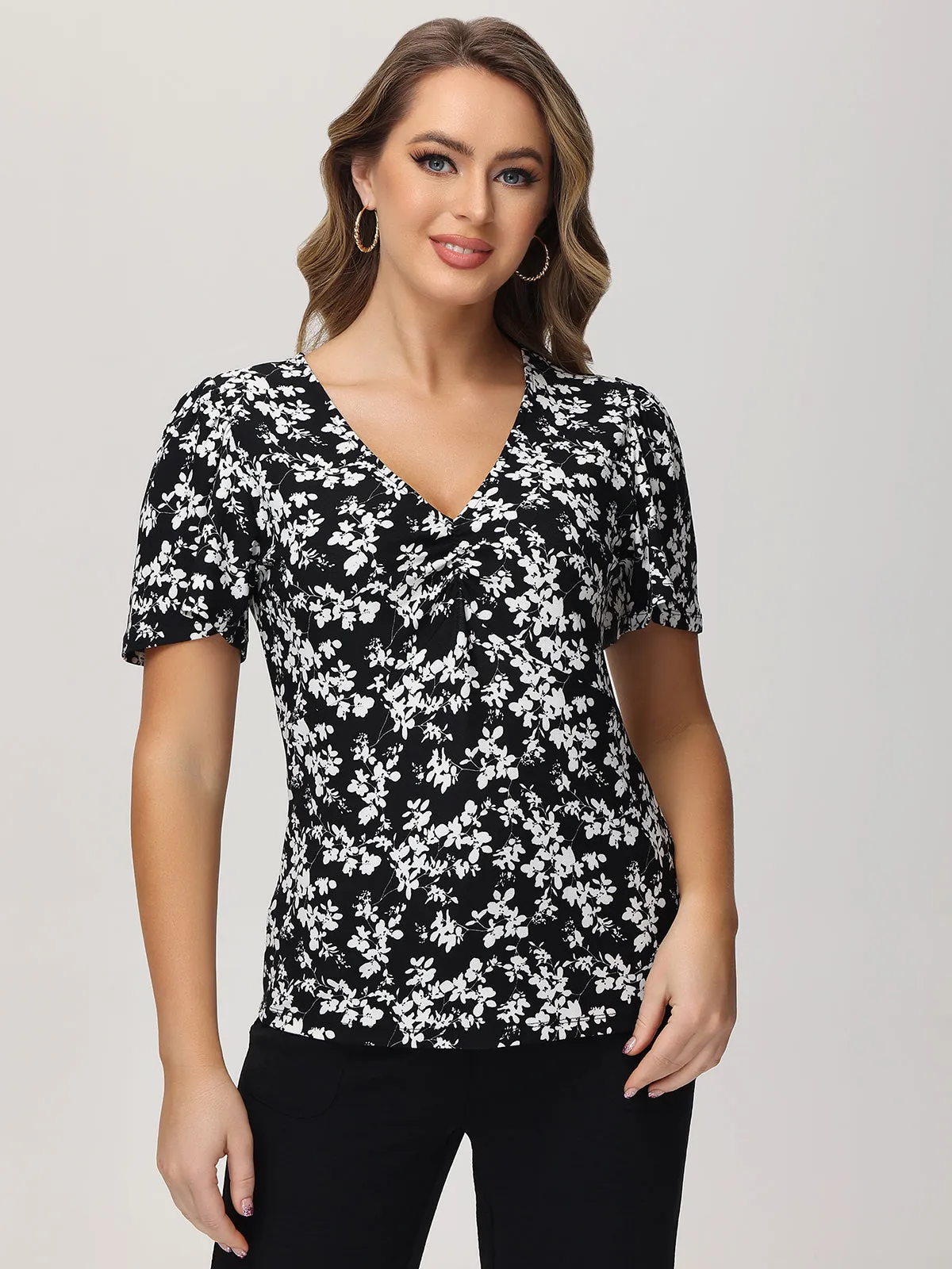 Floral Puff Sleeve Cool Feel Top sold by 89th & Madison