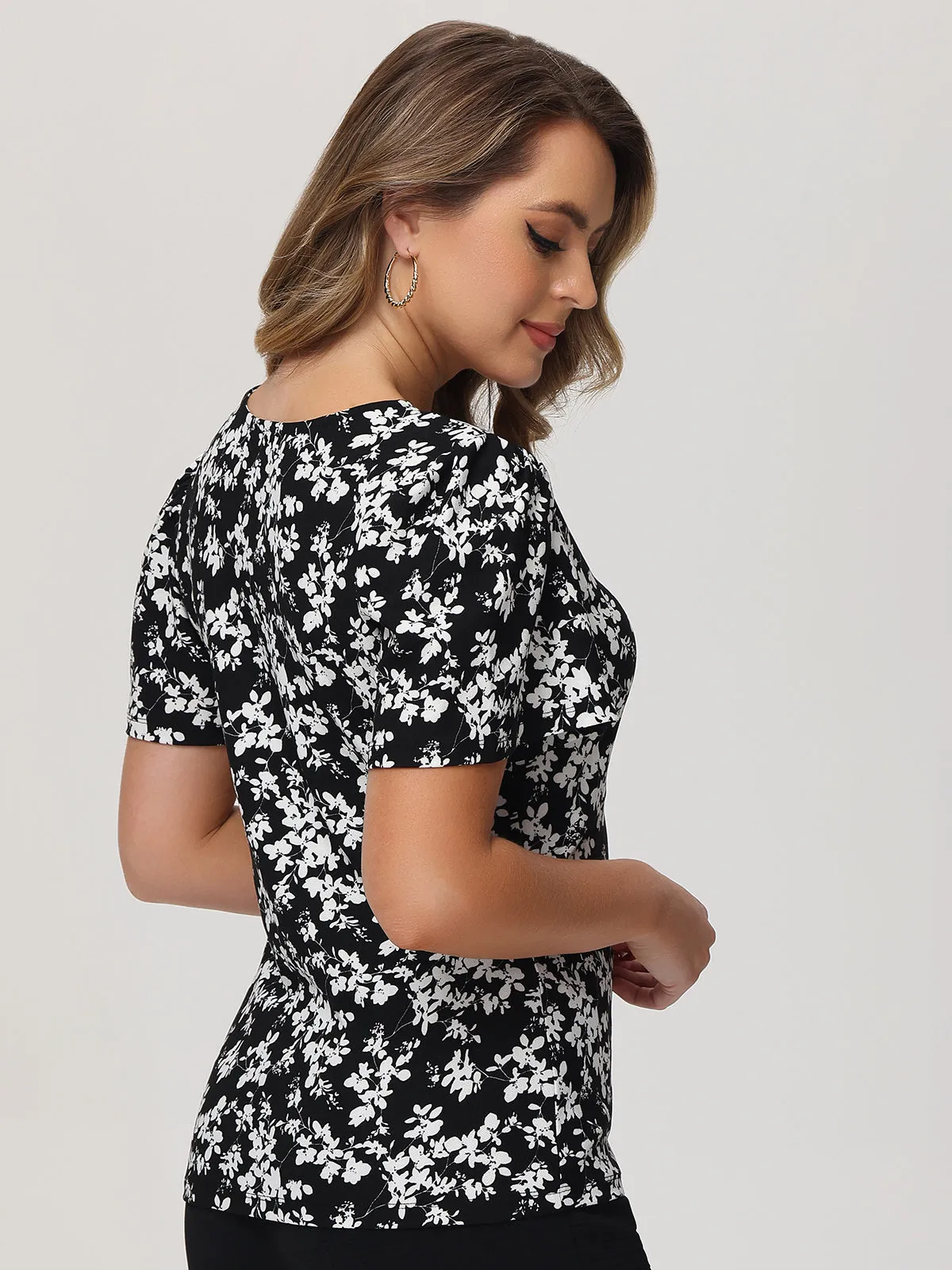 Floral Puff Sleeve Cool Feel Top sold by 89th & Madison product image thumbnail 4