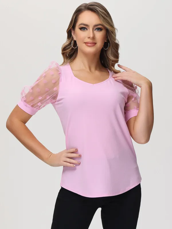 Hearts Puff Sleeve Cool Feel Top sold by 89th & Madison