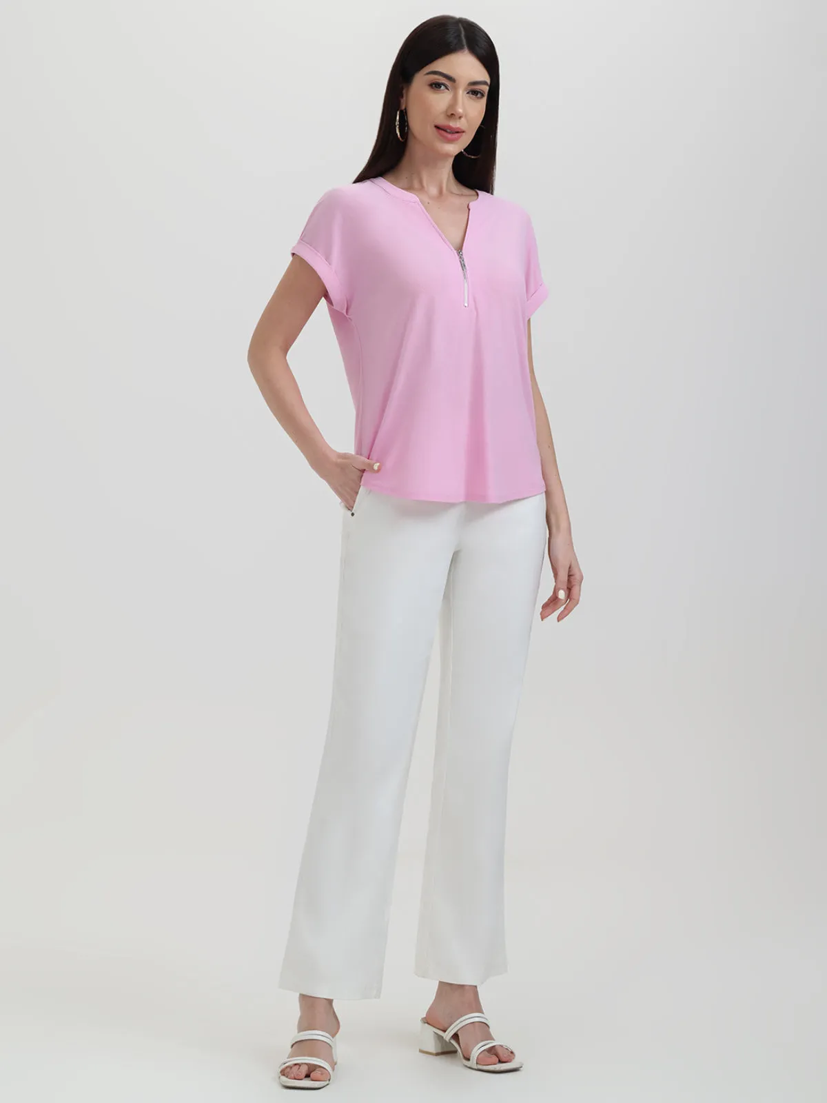Zipper Neck Cool Feel Top sold by 89th & Madison product image thumbnail 4