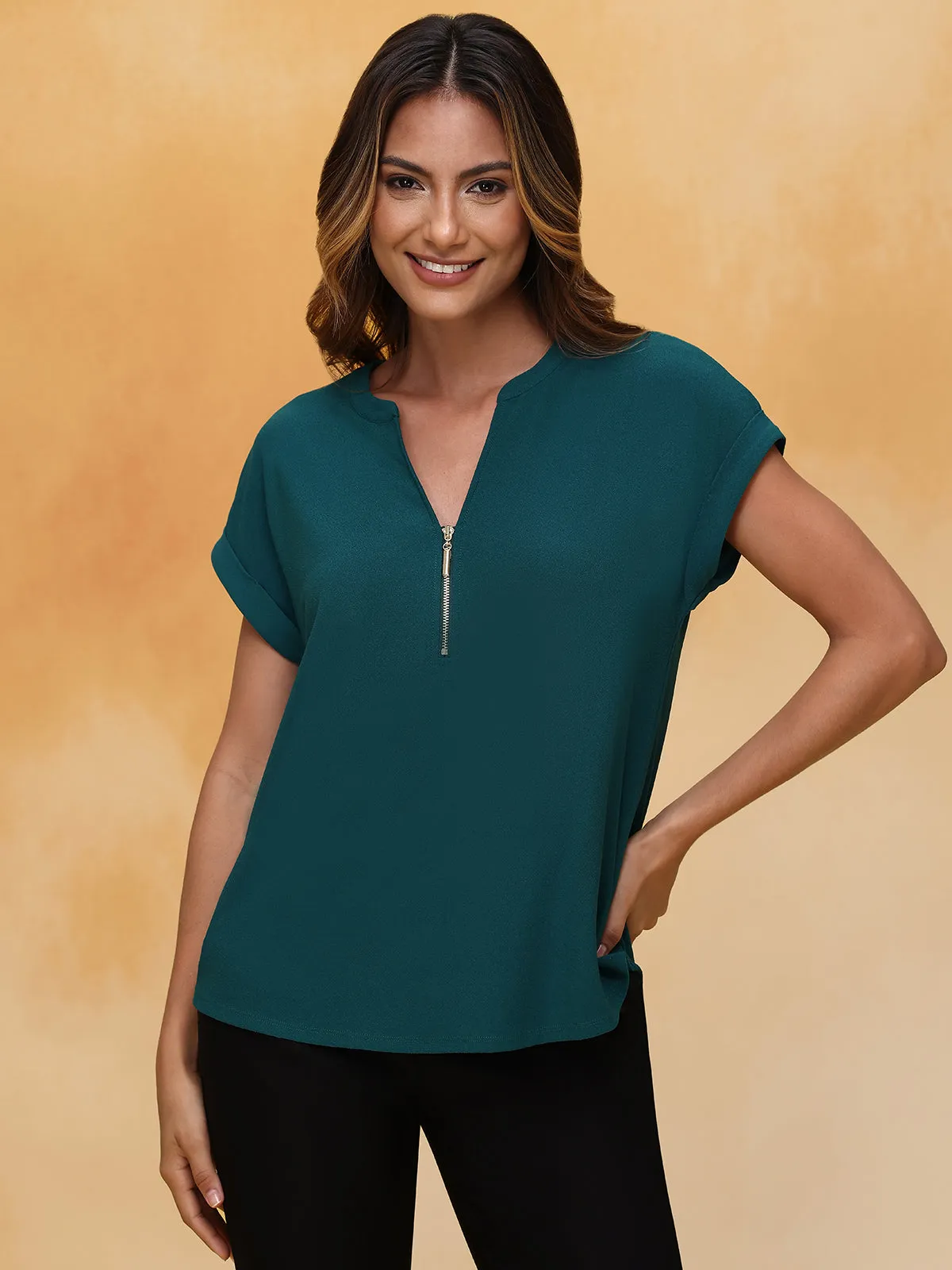 Zipper Neck Cool Feel Top sold by 89th & Madison product image thumbnail 5