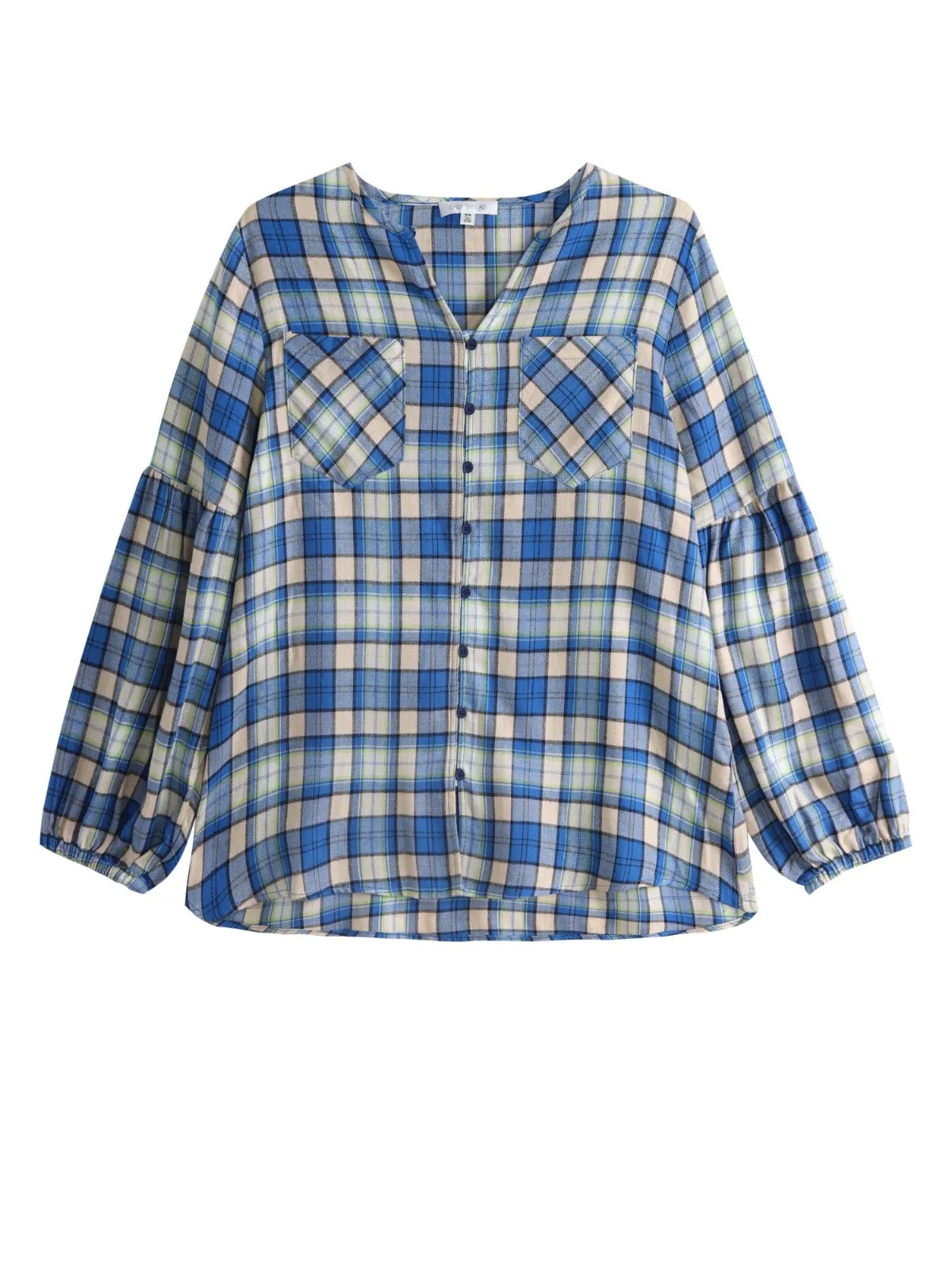 Plaid Pocket Puff Sleeve Top sold by 89th & Madison product image thumbnail 3