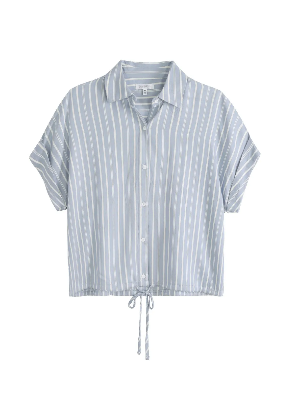 Crop Button Front Drawstring Waist Top sold by 89th & Madison