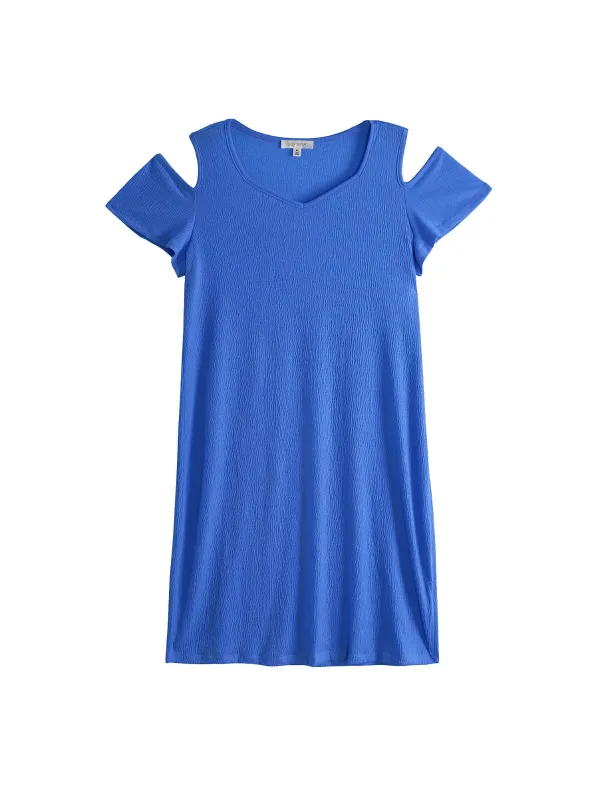 Crinkle Sweetheart Cold Shoulder Dress sold by 89th & Madison