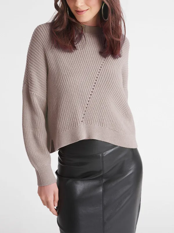 Charli: Cotton Hi-Lo Crewneck Pullover made by 525 America