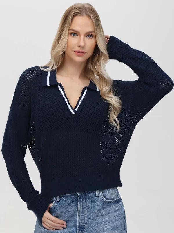 Cara: Tipping Polo Pullover sold by 89th & Madison