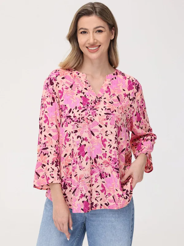 Floral Split Neck Blouse sold by 89th & Madison