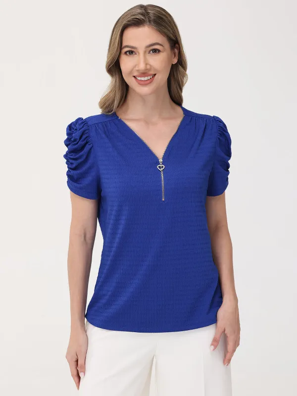 Puff Ruched Sleeve Top sold by 89th & Madison