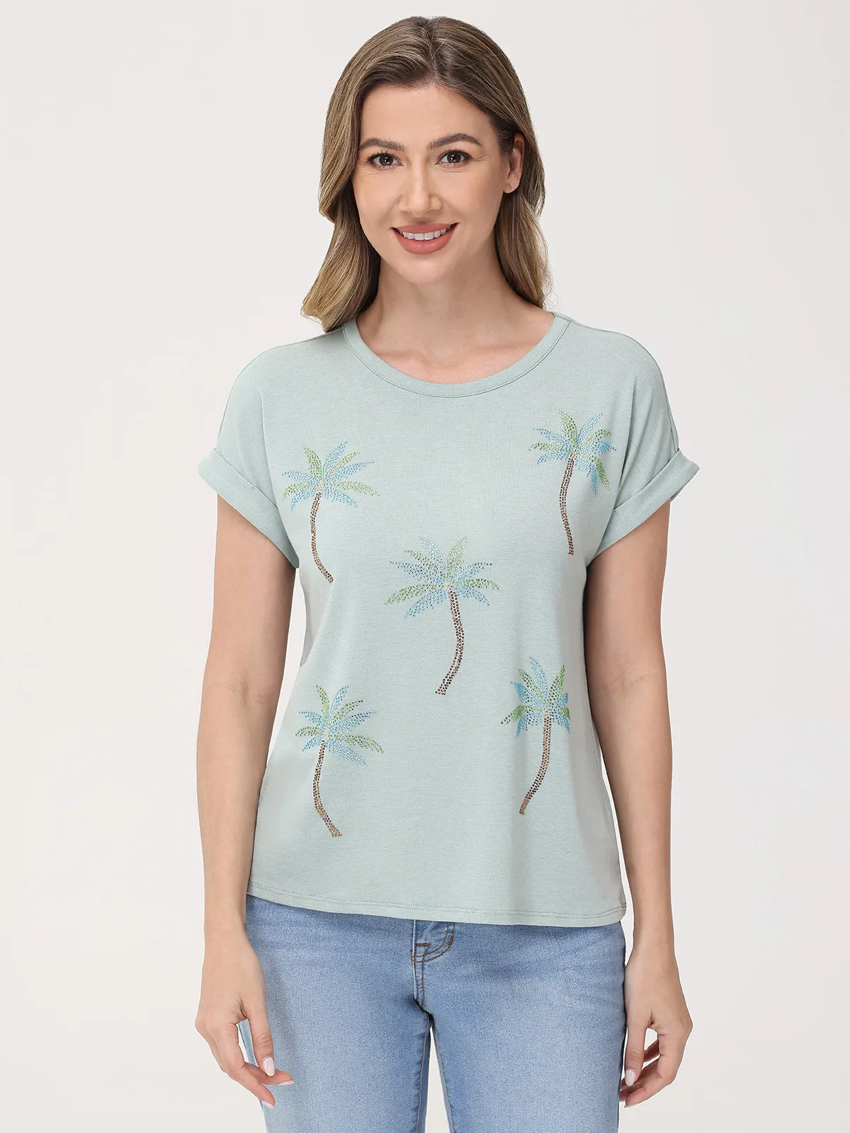 Palm Tree Embellished Tee sold by 89th & Madison