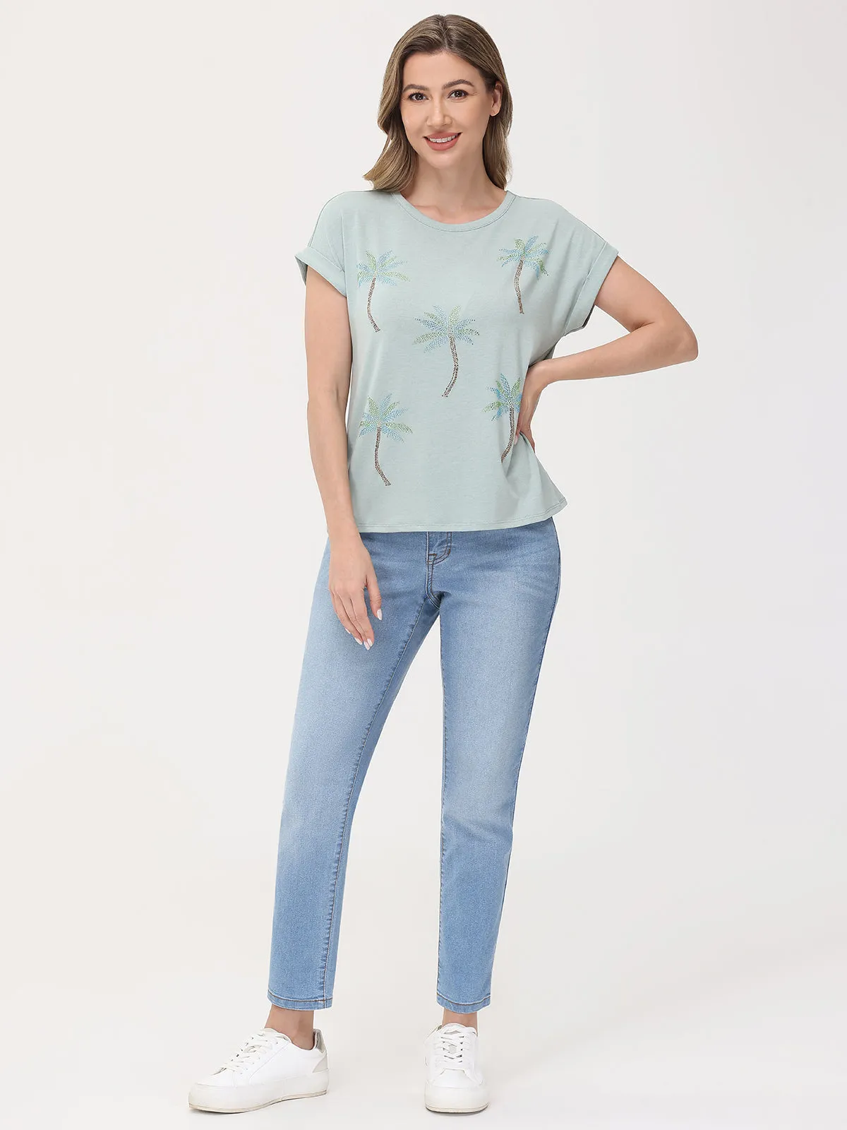 Palm Tree Embellished Tee sold by 89th & Madison product image thumbnail 5