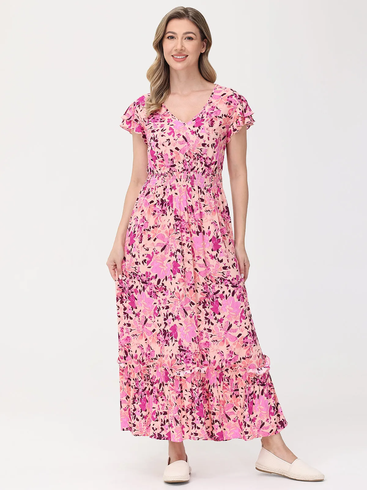 Floral Flutter Sleeve Maxi Dress sold by 89th & Madison product image thumbnail 2